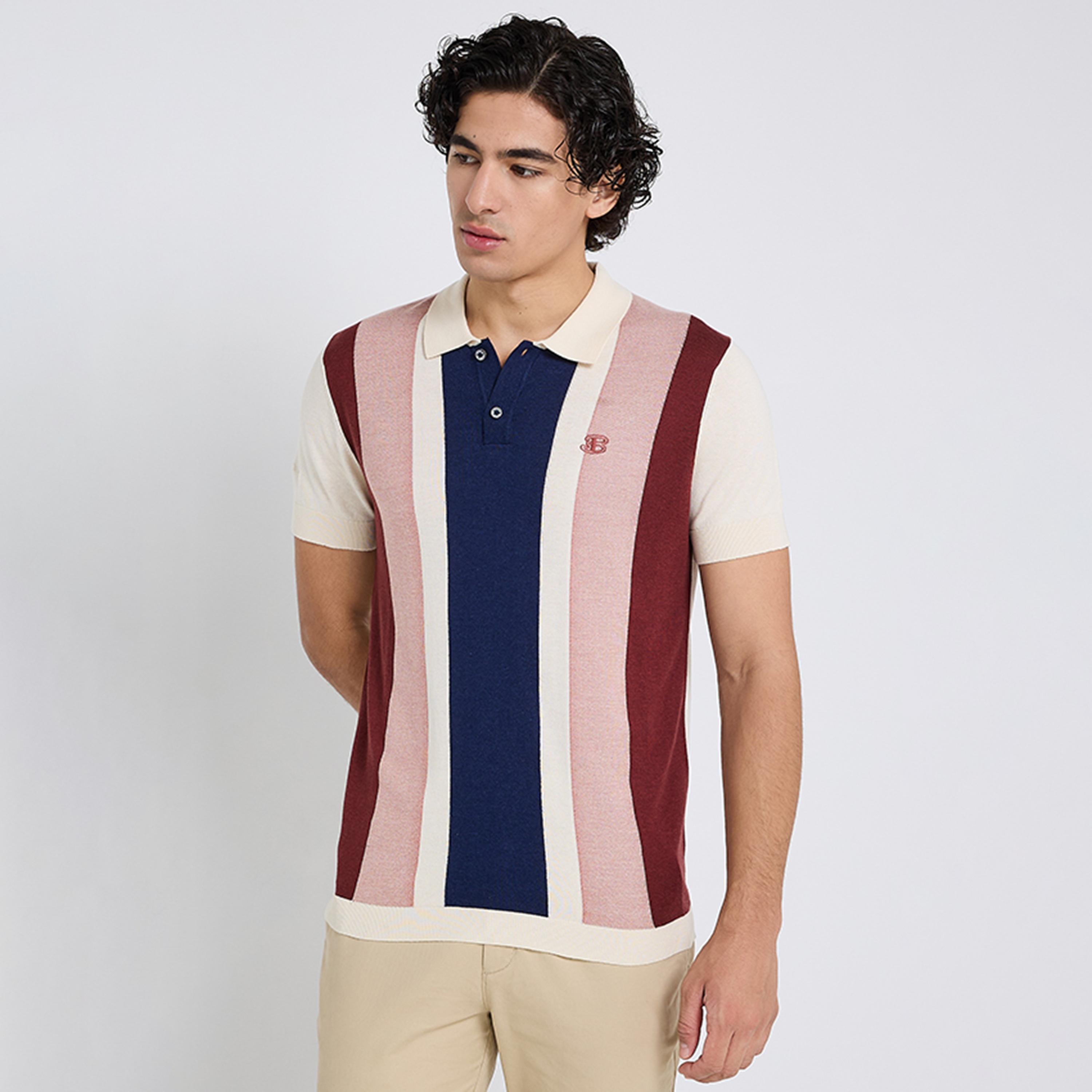 BEN SHERMAN Striped Collared Short Sleeves Men's Polo T-Shirt-men-clothing-tshirtsandpolos-polos-image-1