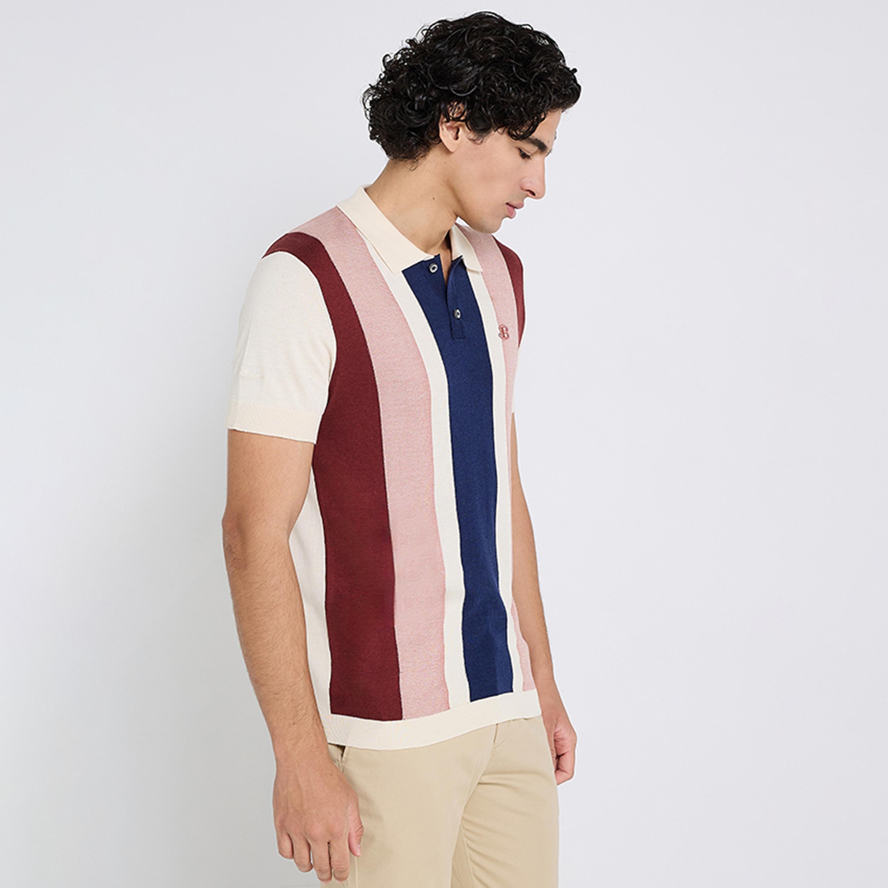 BEN SHERMAN Striped Collared Short Sleeves Men's Polo T-Shirt-men-clothing-tshirtsandpolos-polos-image-2