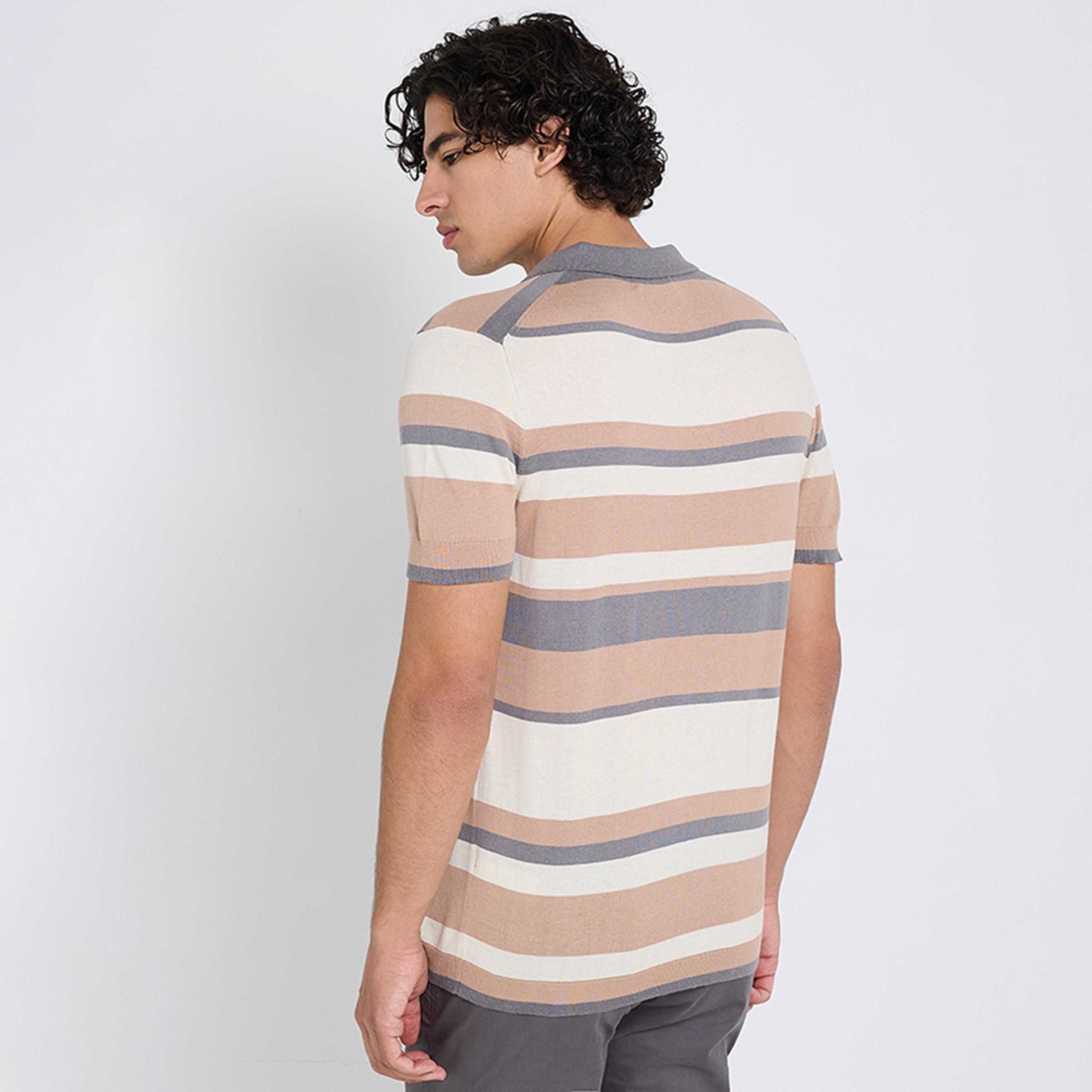 تيشيرت بولو رجالي مخطط بياقة جوني وأكمام قصيرة من بن شيرمان-men-clothing-tshirtsandpolos-polos-image-4