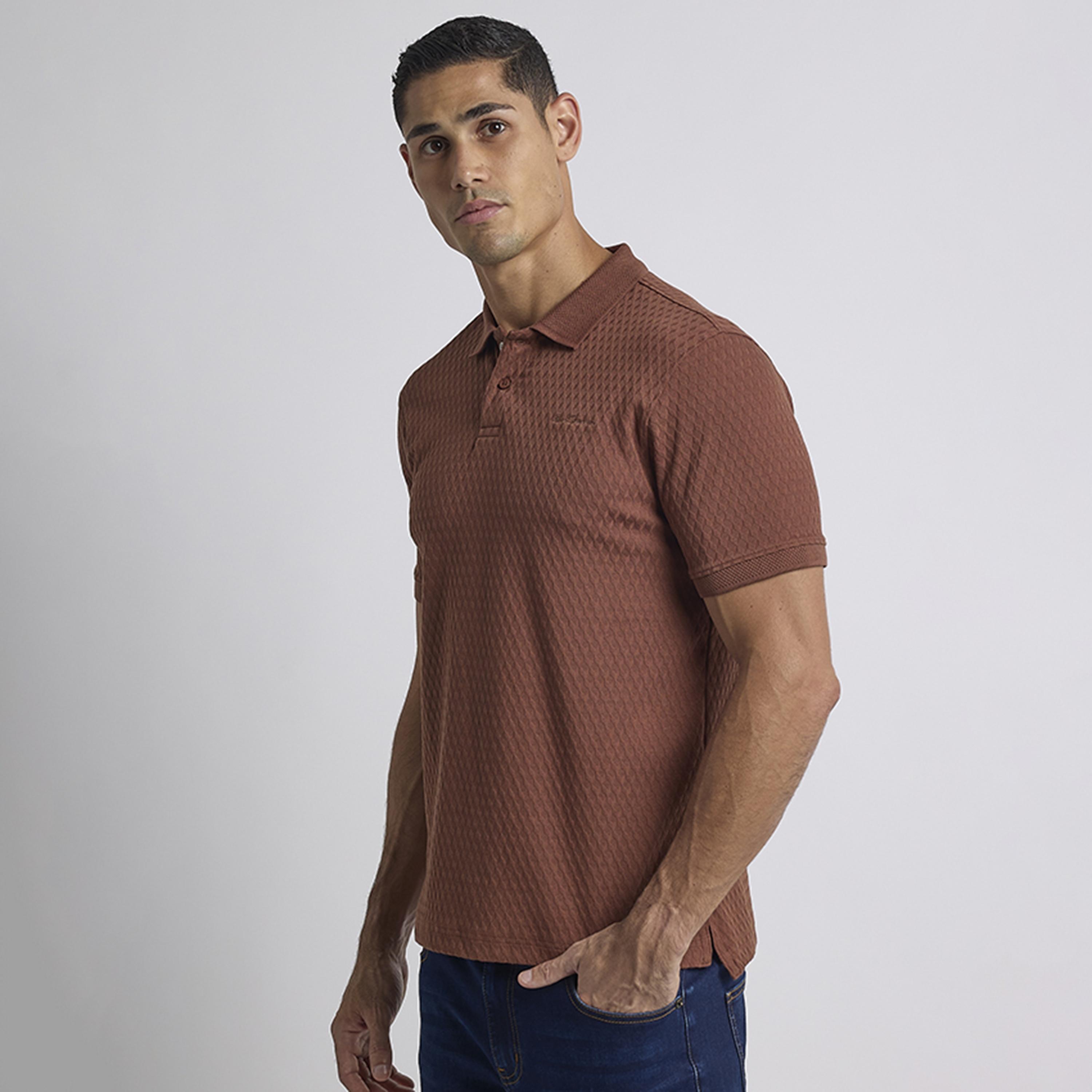 BEN SHERMAN Textured Collared Short Sleeves Men's Polo T-Shirt-men-clothing-tshirtsandpolos-polos-image-3