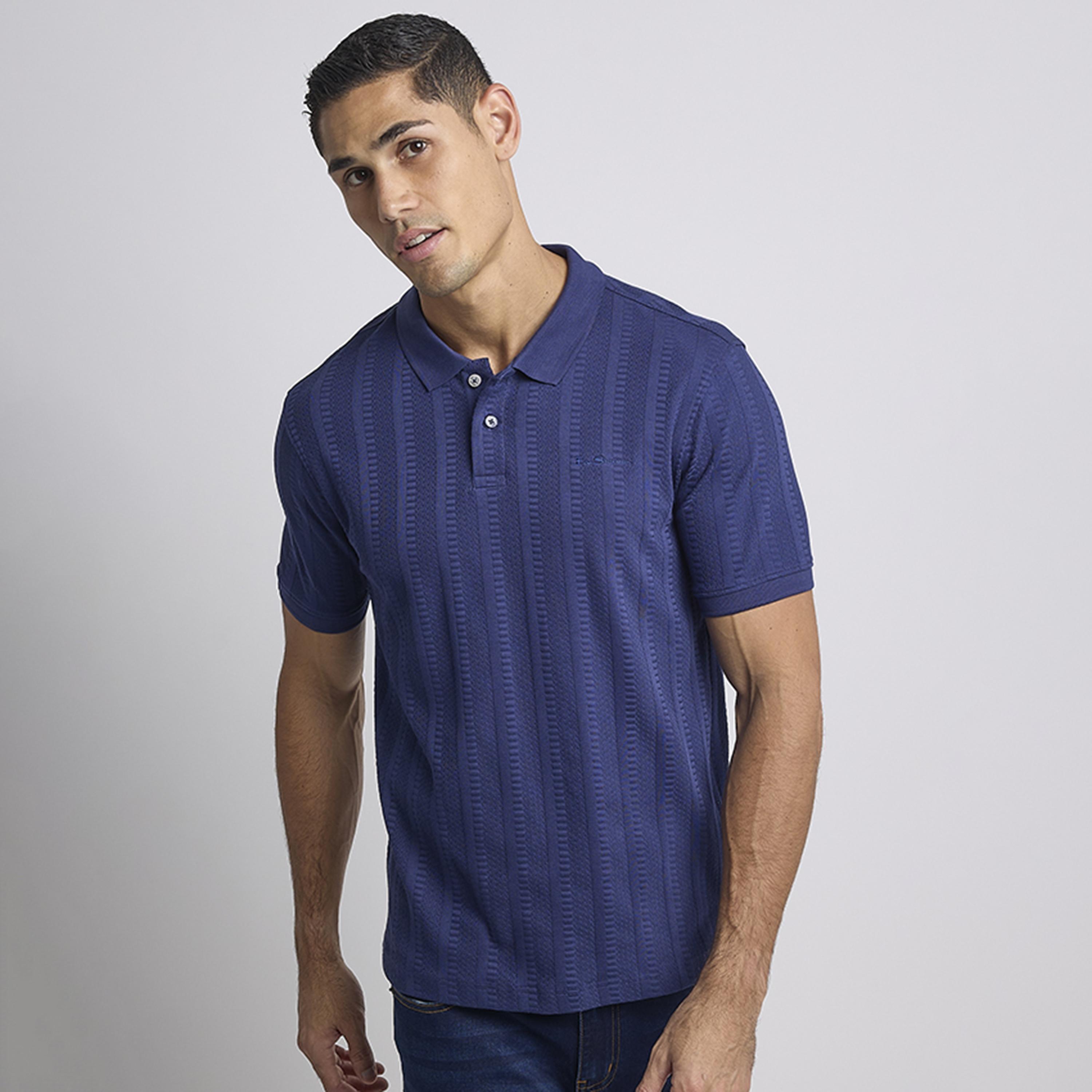 تيشيرت بولو رجالي منقوش بياقة وأكمام قصيرة من بن شيرمان-men-clothing-tshirtsandpolos-polos-image-5