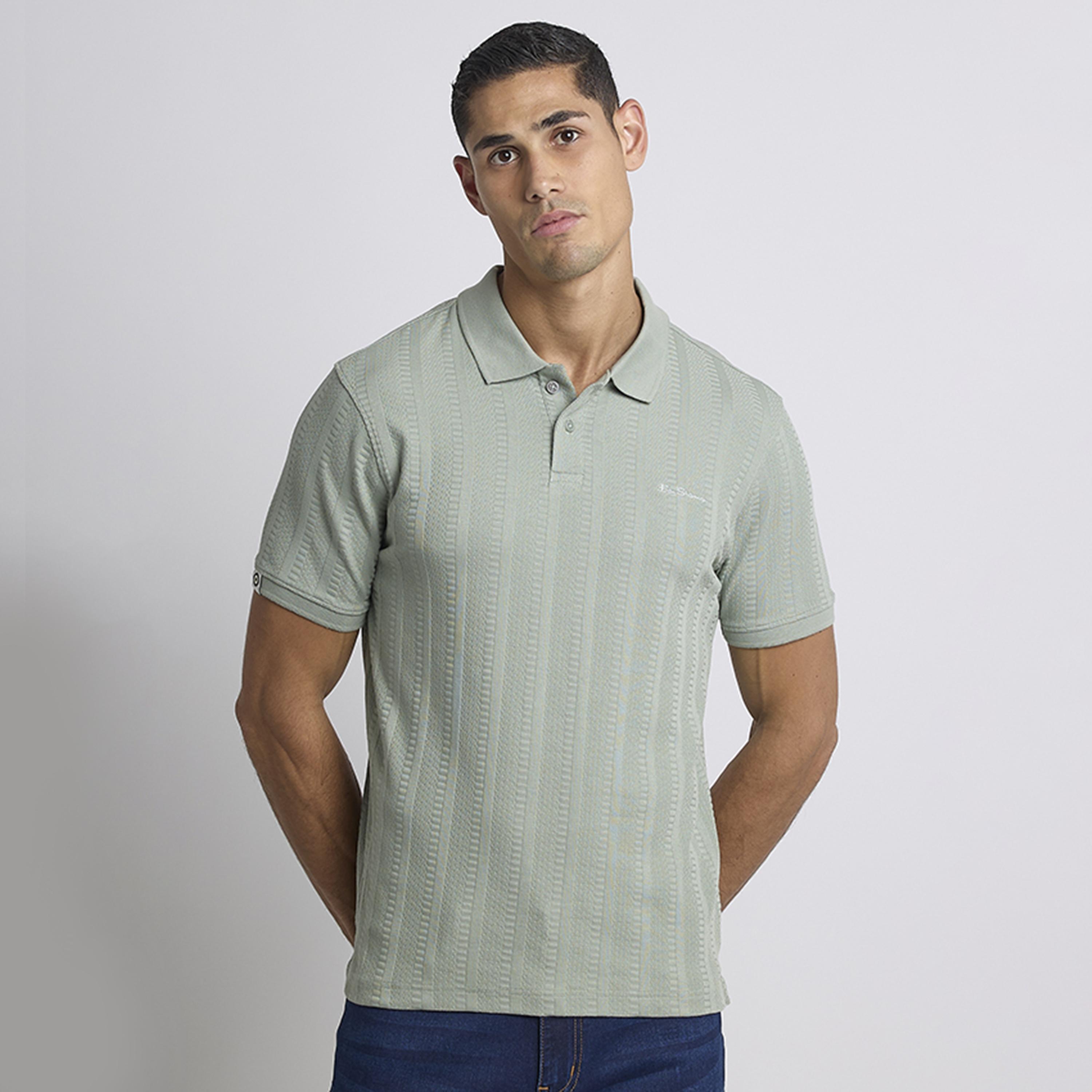 BEN SHERMAN Textured Collared Short Sleeves Men's Polo T-Shirt-men-clothing-tshirtsandpolos-polos-image-1