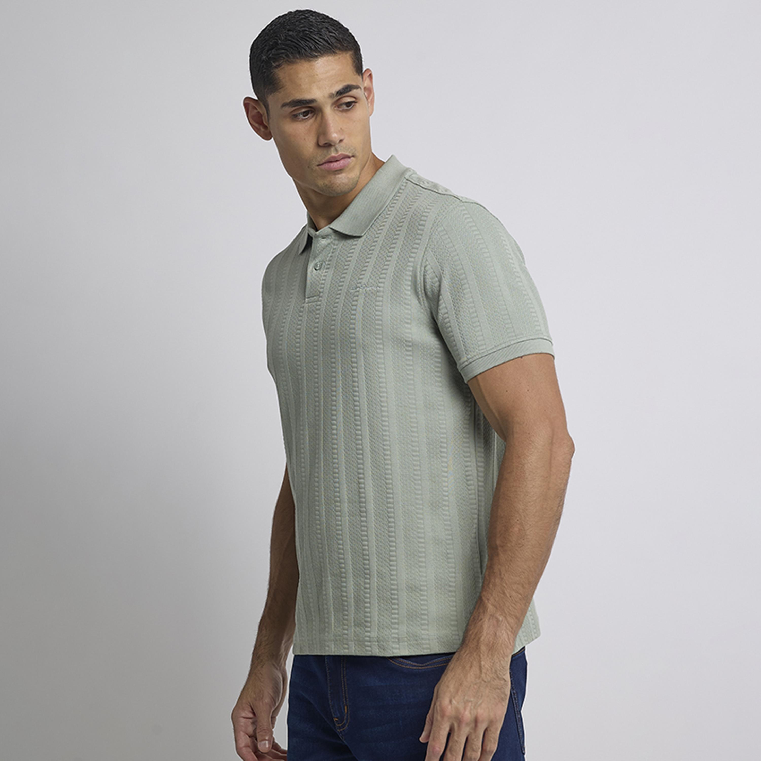 تيشيرت بولو رجالي منقوش بياقة وأكمام قصيرة من بن شيرمان-men-clothing-tshirtsandpolos-polos-image-3
