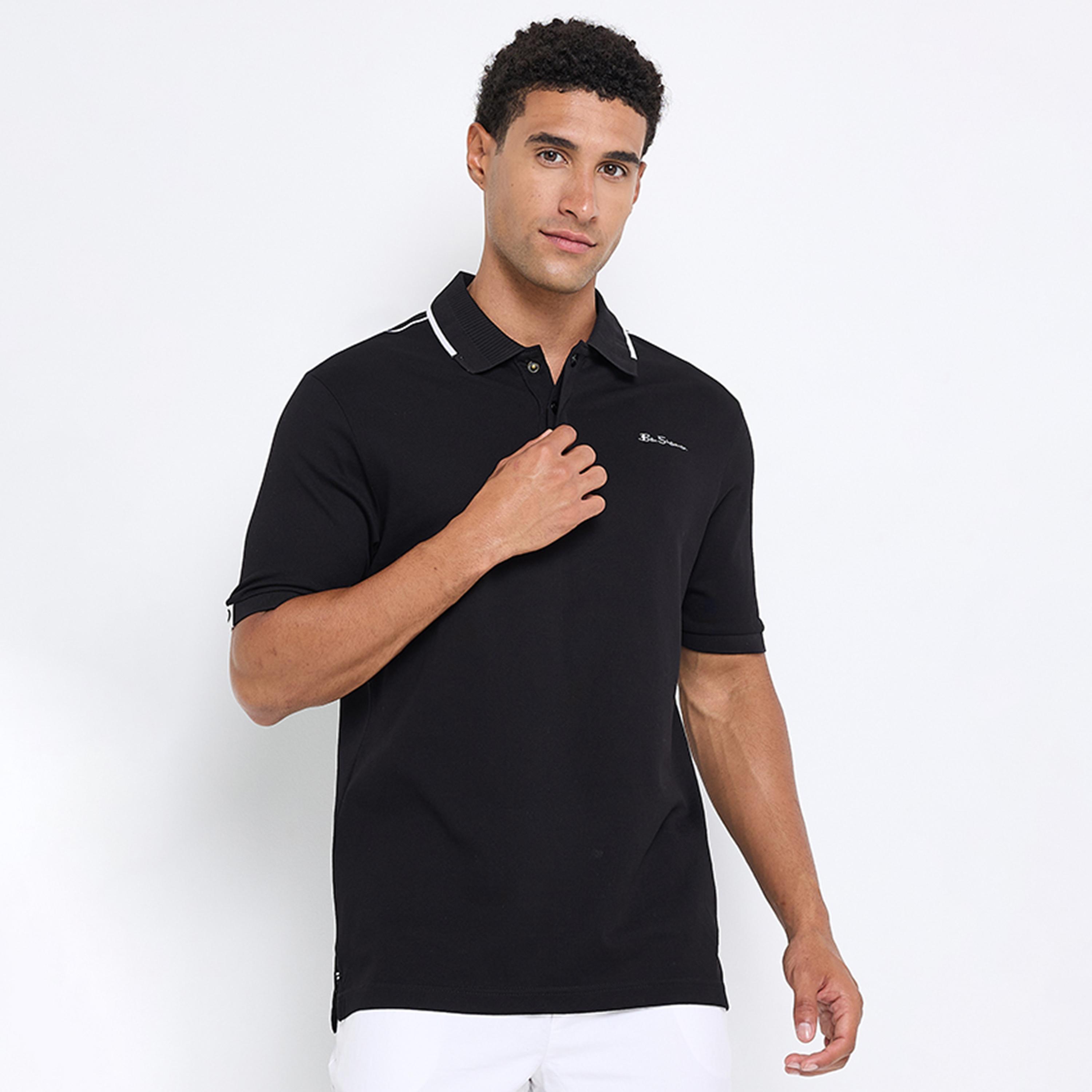 BEN SHERMAN Plain Collared Short Sleeves Men's Polo T-Shirt-men-clothing-tshirtsandpolos-polos-image-1