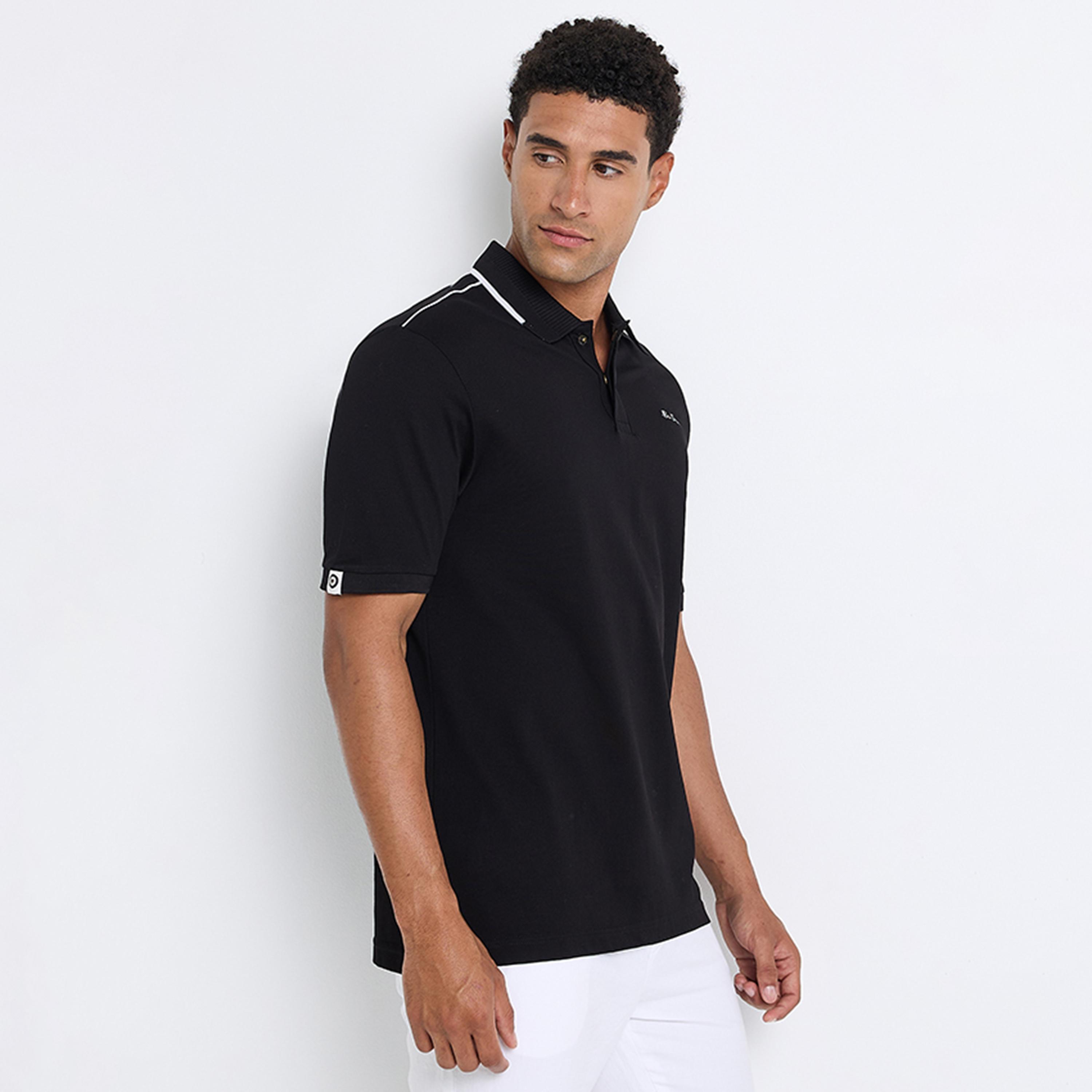تيشيرت بولو رجالي سادة بياقة وأكمام قصيرة من بن شيرمان-men-clothing-tshirtsandpolos-polos-image-2