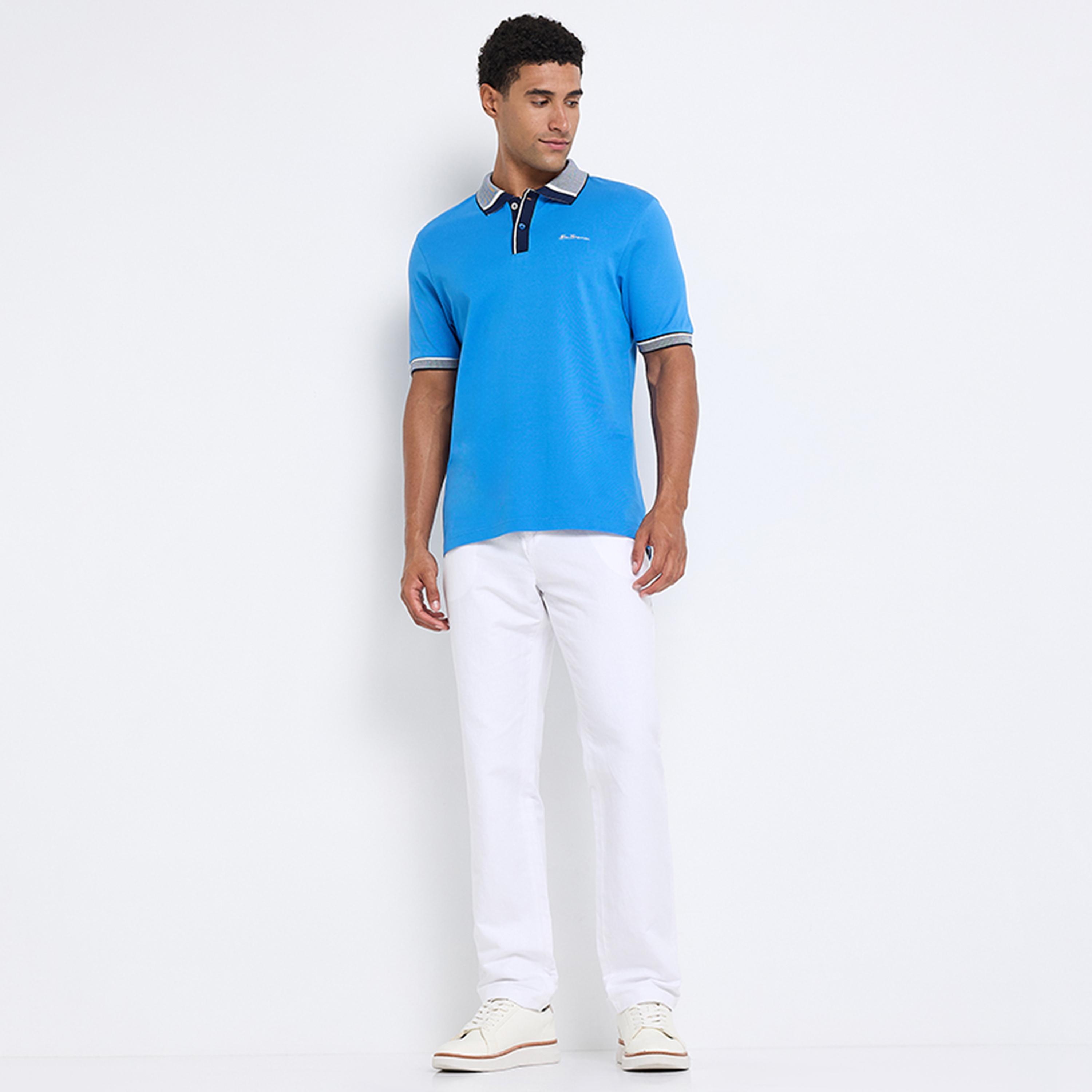 تيشيرت بولو رجالي سادة بياقة وأكمام قصيرة من بن شيرمان-men-clothing-tshirtsandpolos-polos-image-2