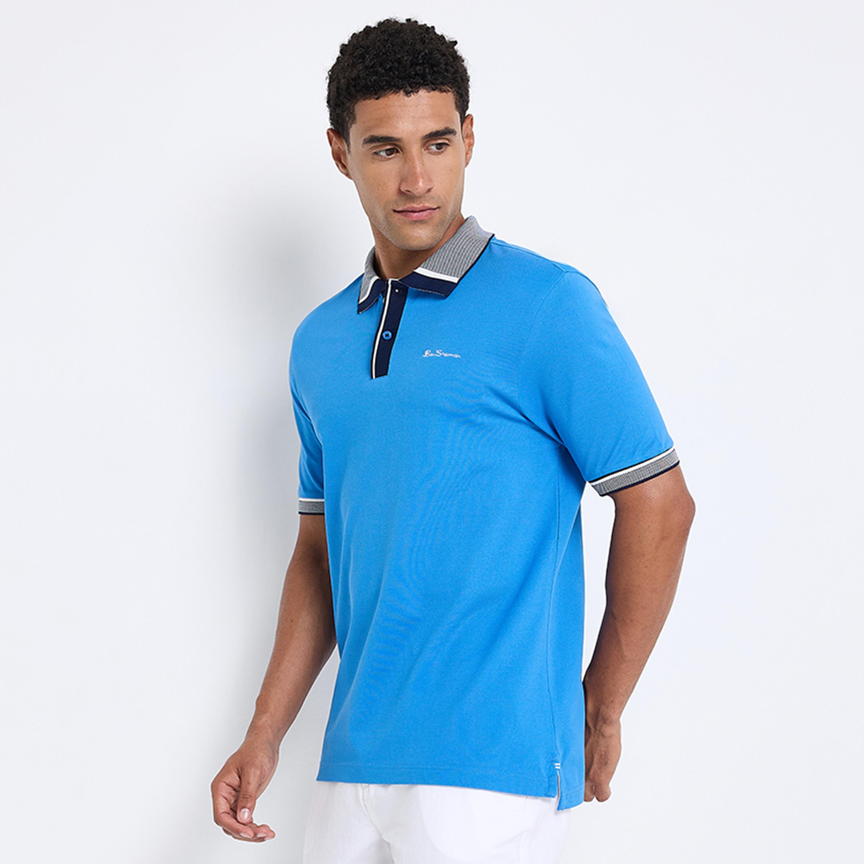 تيشيرت بولو رجالي سادة بياقة وأكمام قصيرة من بن شيرمان-men-clothing-tshirtsandpolos-polos-image-3