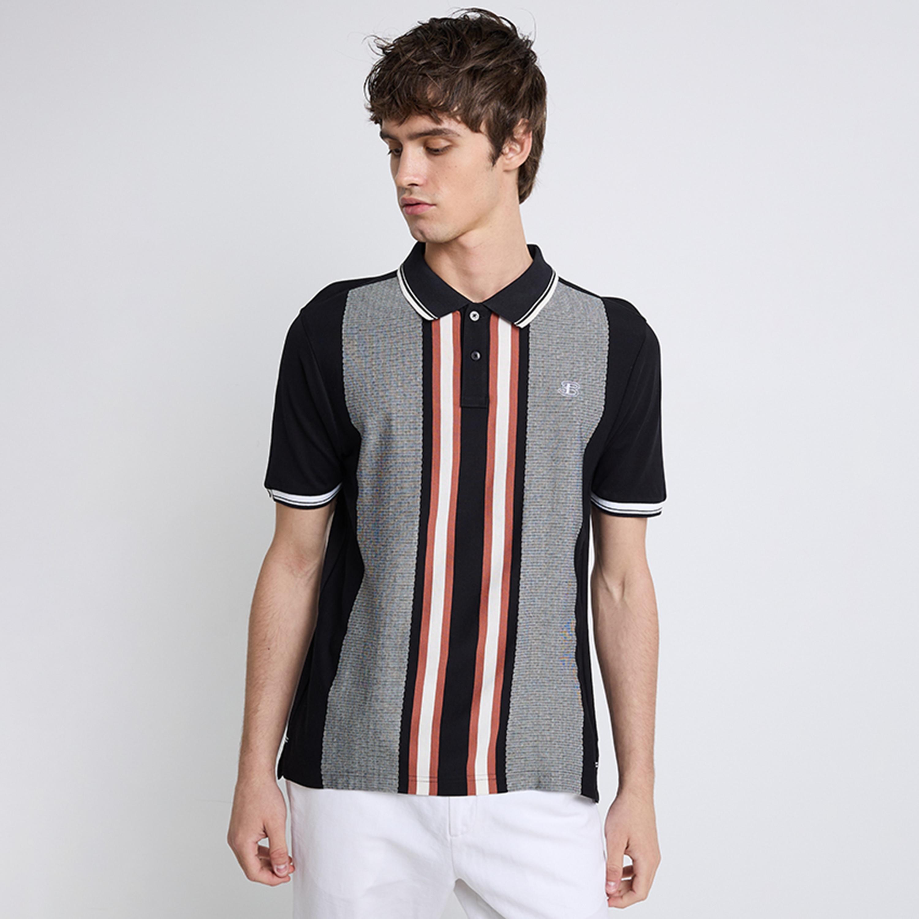 BEN SHERMAN Striped Collared Short Sleeves Men's Polo T-Shirt-men-clothing-tshirtsandpolos-polos-image-1