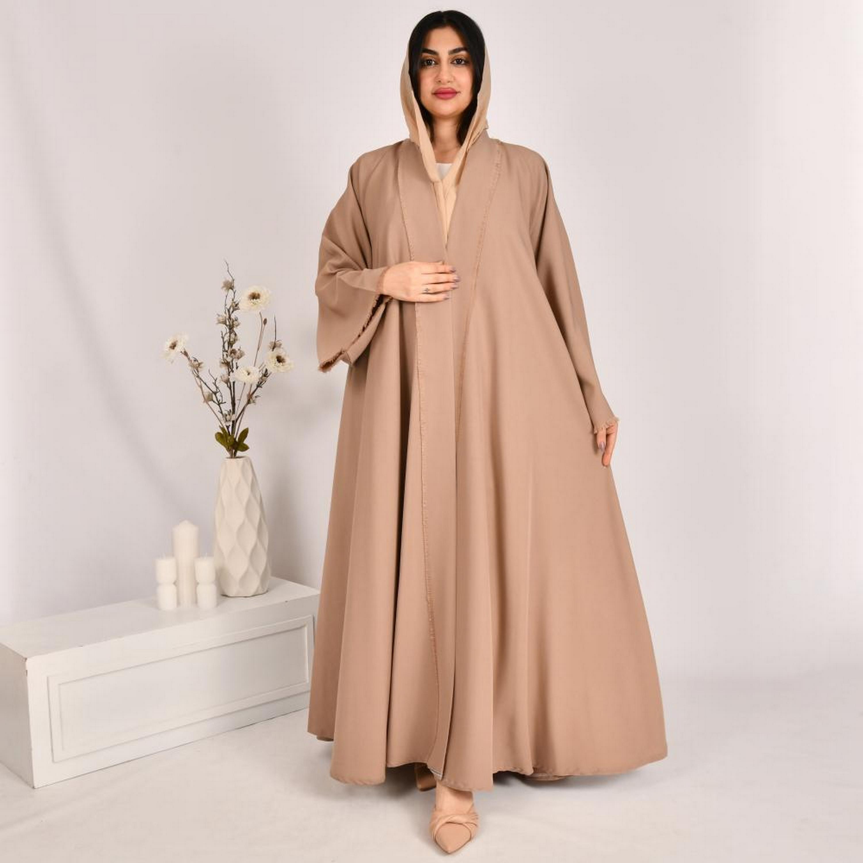 عباية كلوش مزدوجة الأكمام من الكتان مع حجاب من بيوند عباية-women-arabicclothing-abayas-image-1