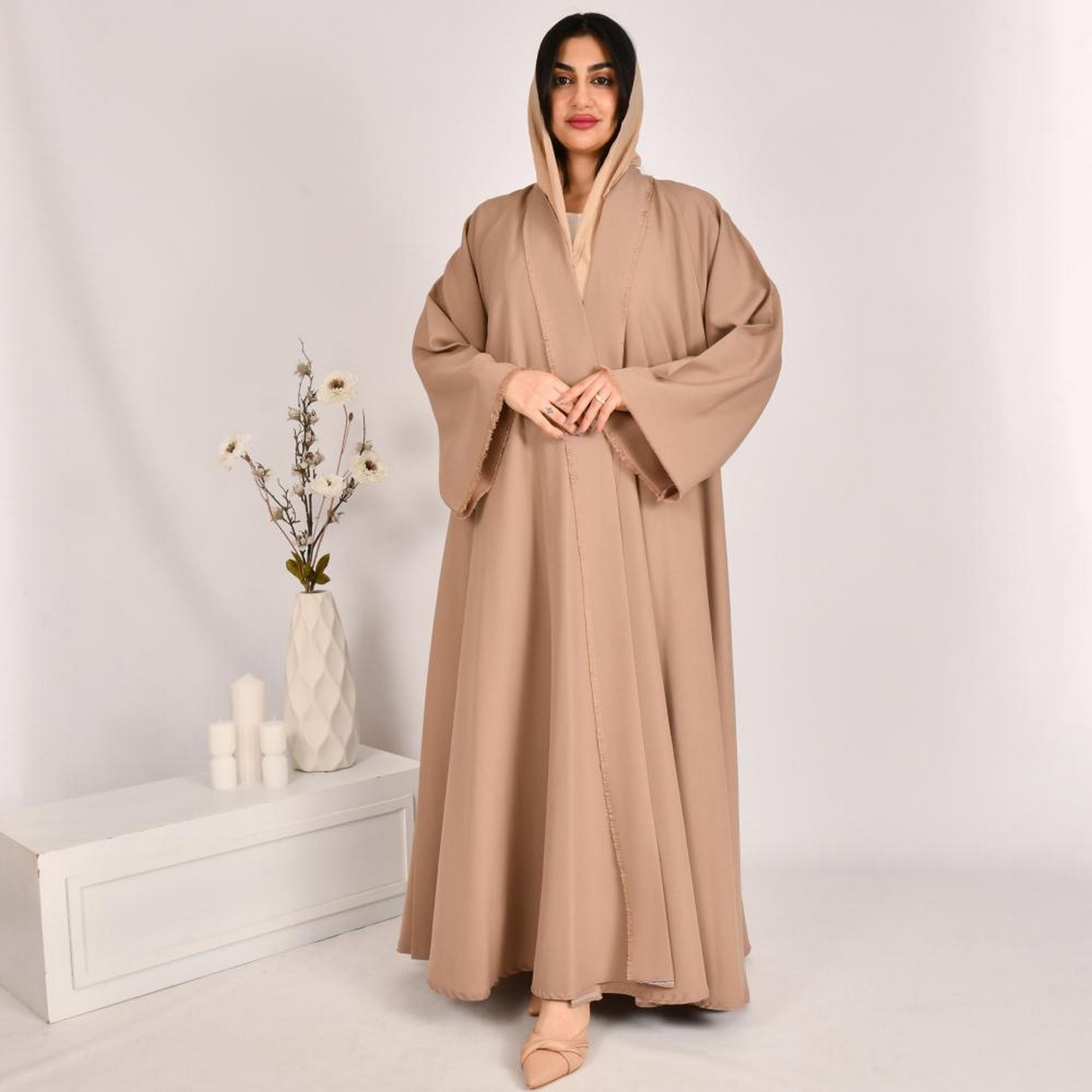 عباية كلوش مزدوجة الأكمام من الكتان مع حجاب من بيوند عباية-women-arabicclothing-abayas-image-4