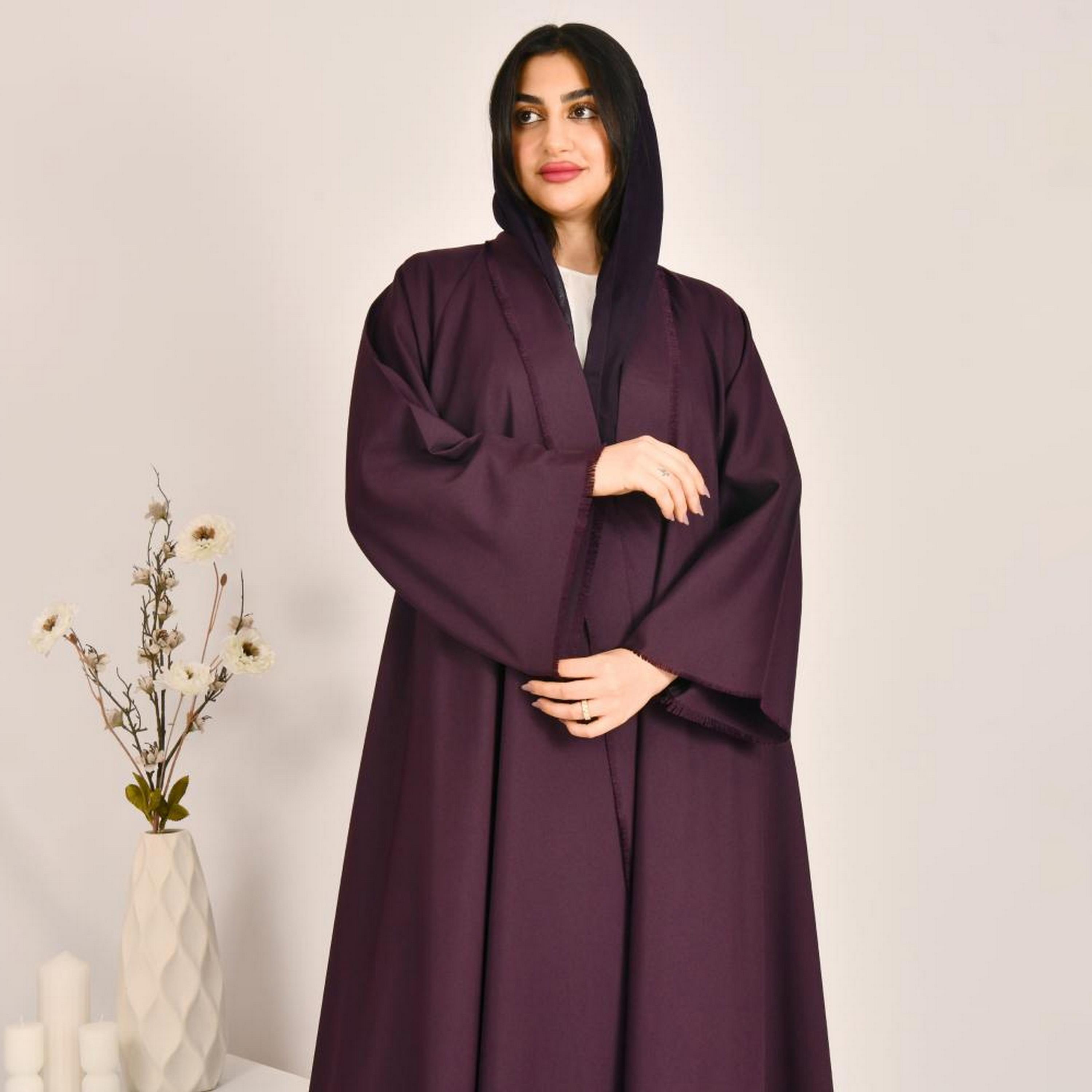 عباية كلوش مزدوجة الأكمام من الكتان مع حجاب من بيوند عباية-women-arabicclothing-abayas-image-5