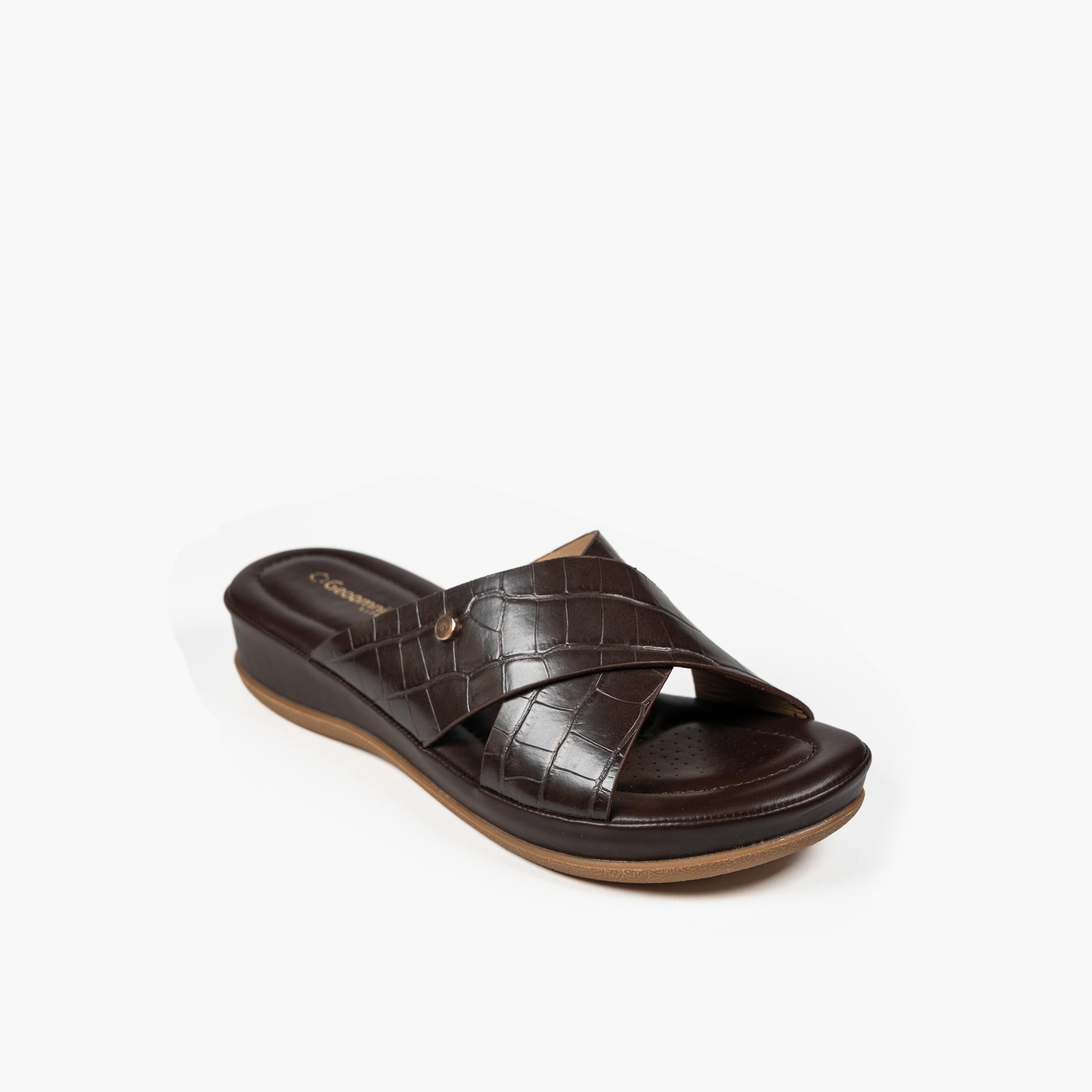 Geoomnii Women's Slip-On Vane Wedge Slide Sandals | M253227-BROWN-women-shoes-sandals-heeled-image-1