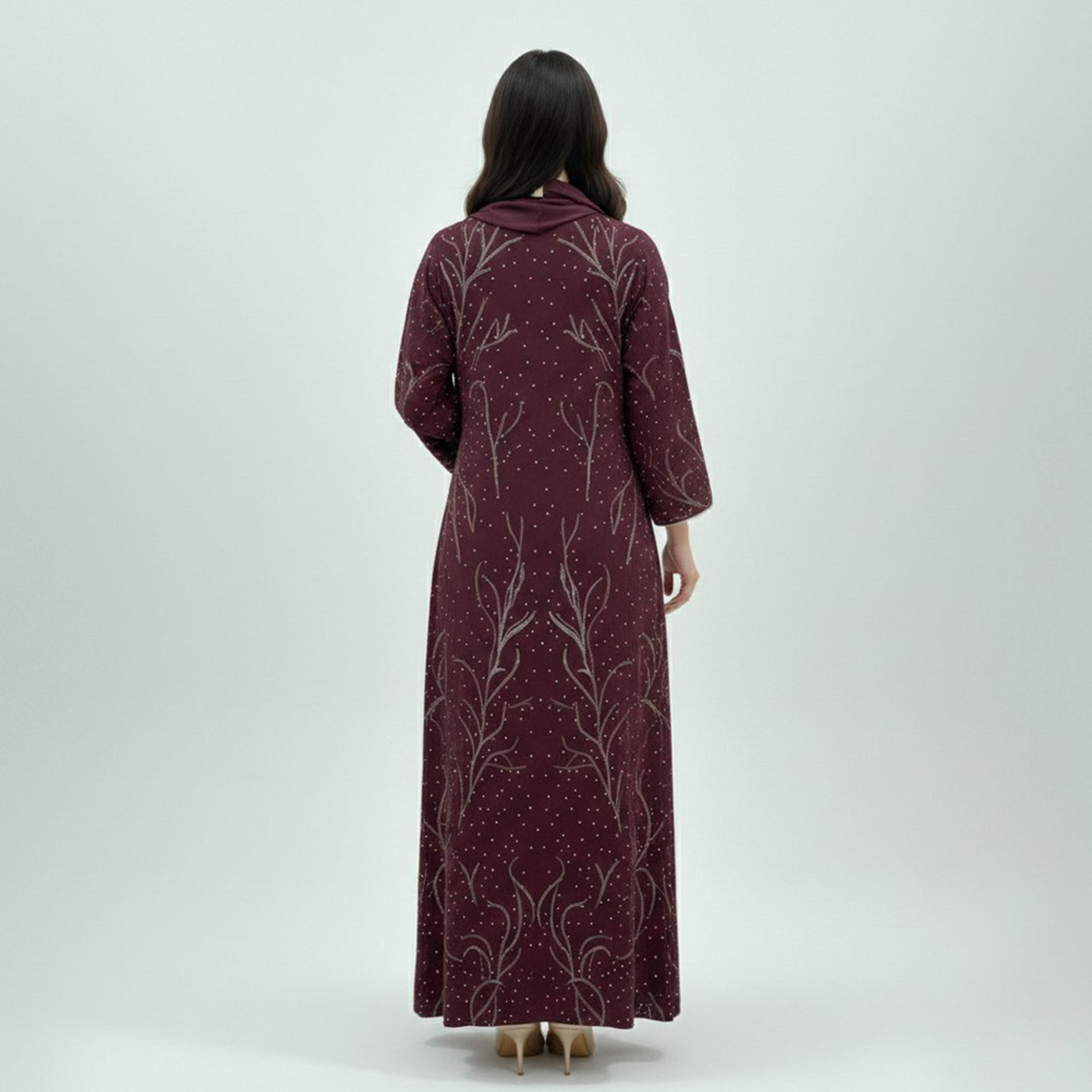 عباية كريب بتطريز كامل نسائية - "واين" من بيوند عباية-women-arabicclothing-abayas-image-6