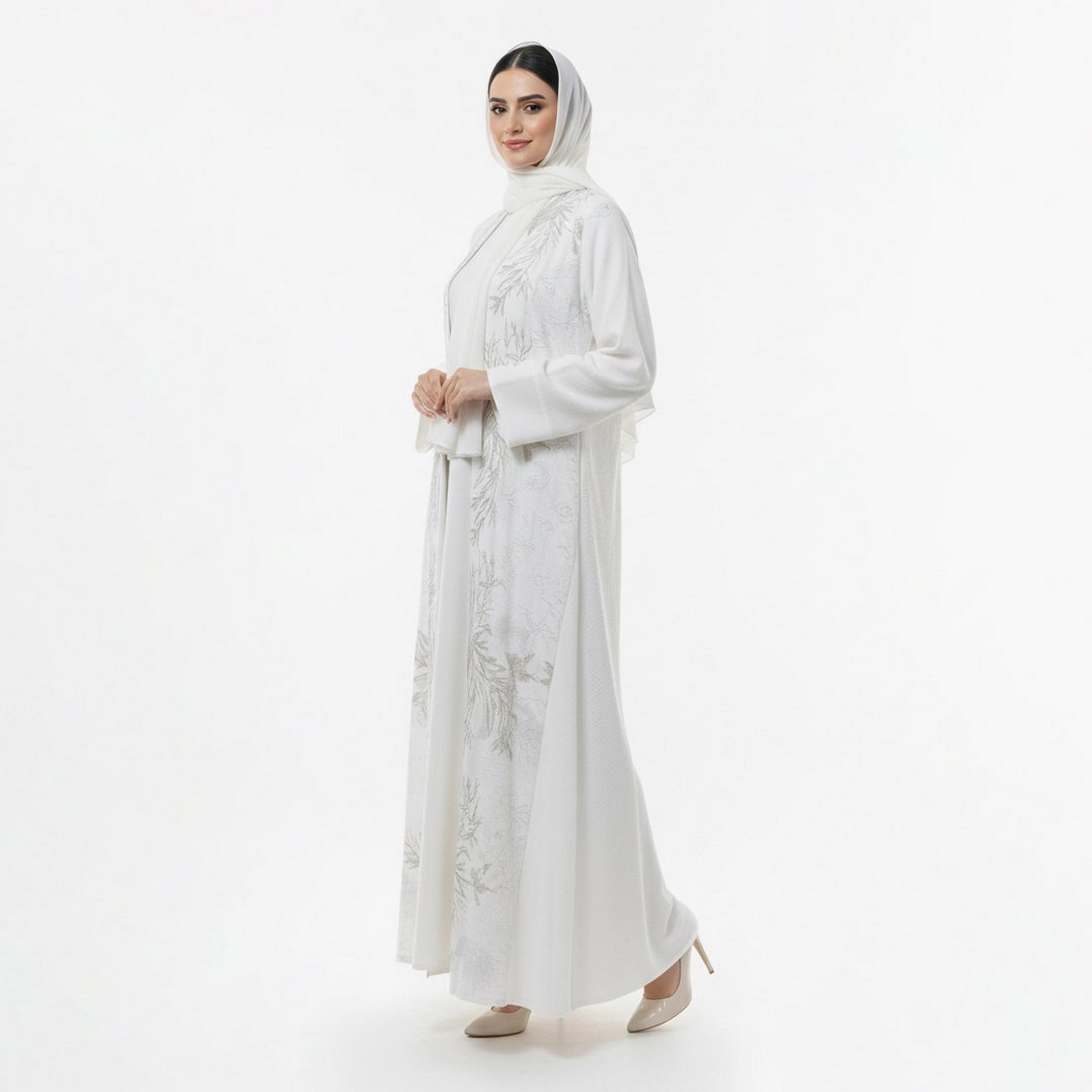 Beyond Abaya White Embroidered Linen Women's Evening Abaya-women-arabicclothing-abayas-image-4