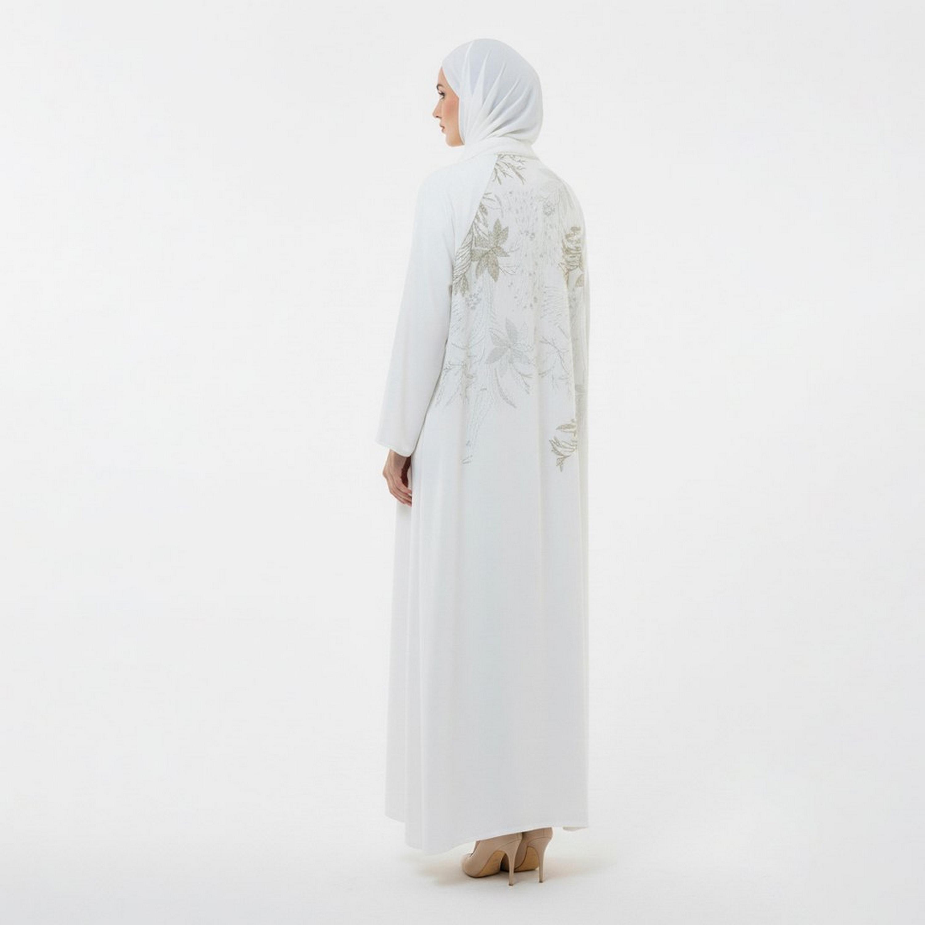 Beyond Abaya White Embroidered Linen Women's Evening Abaya-women-arabicclothing-abayas-image-5