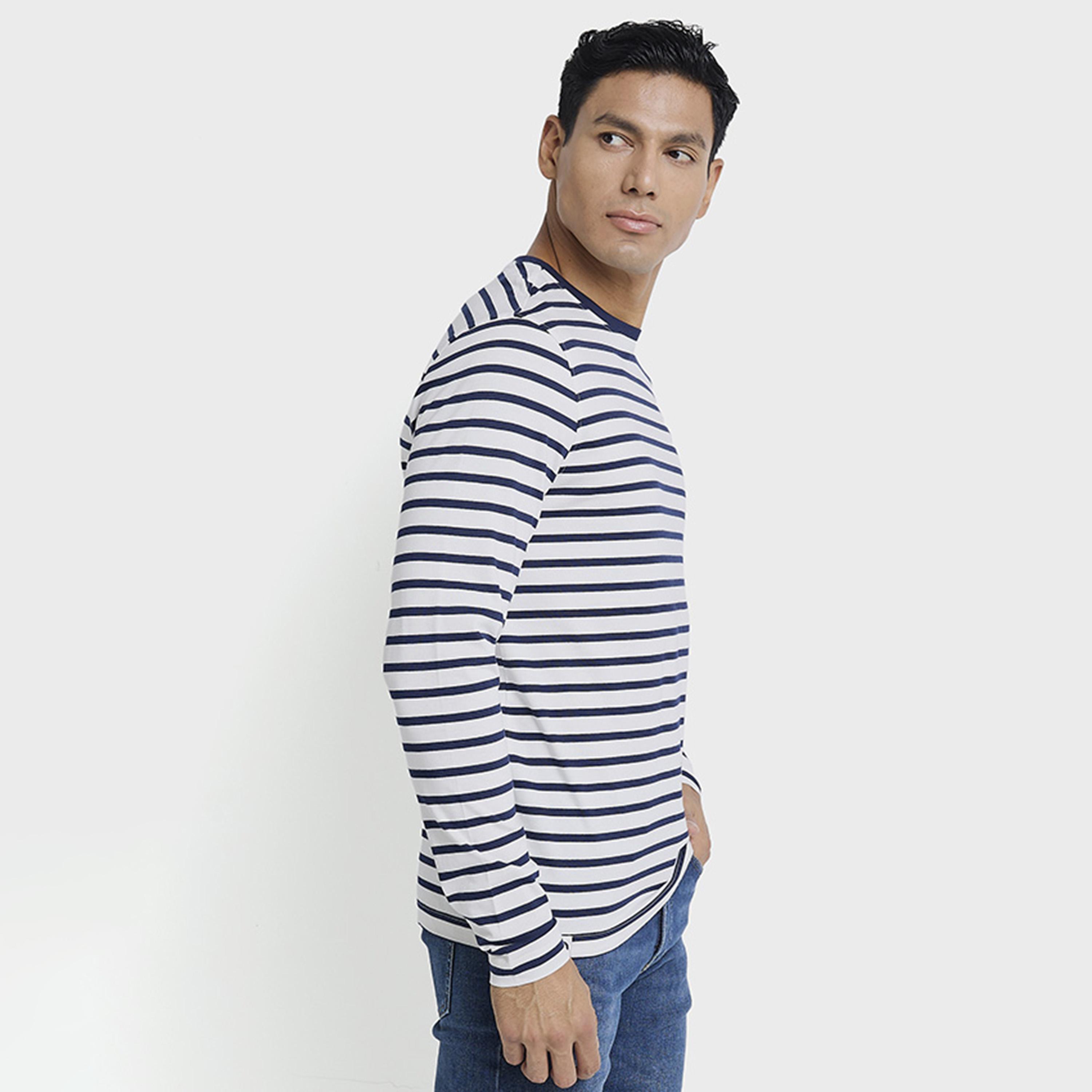 تي شيرت رجالي مخطط بياقة دائرية وأكمام طويلة من بن شيرمان-men-clothing-tshirtsandpolos-tshirts-image-6