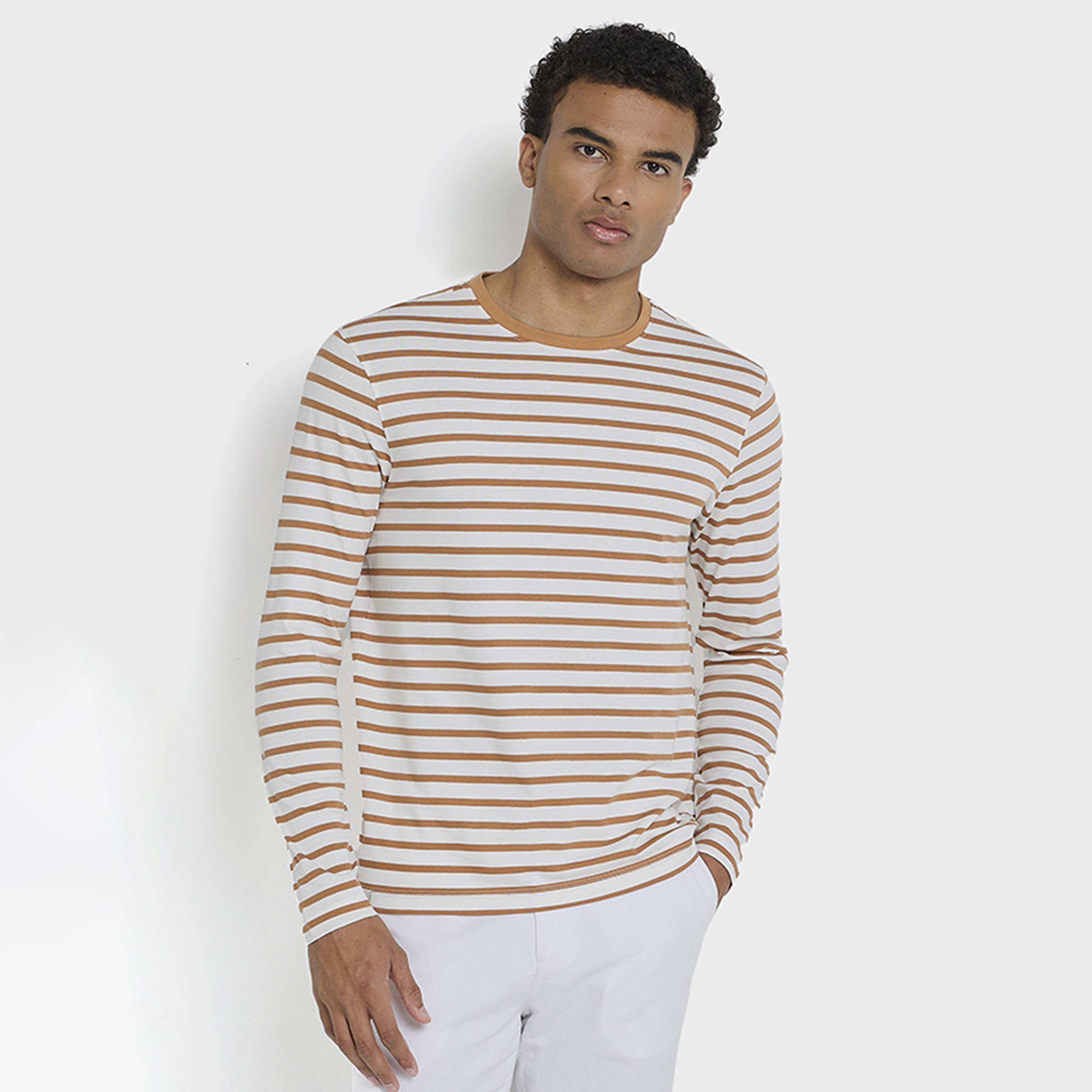 تي شيرت رجالي مخطط بياقة دائرية وأكمام طويلة من بن شيرمان-men-clothing-tshirtsandpolos-tshirts-image-1