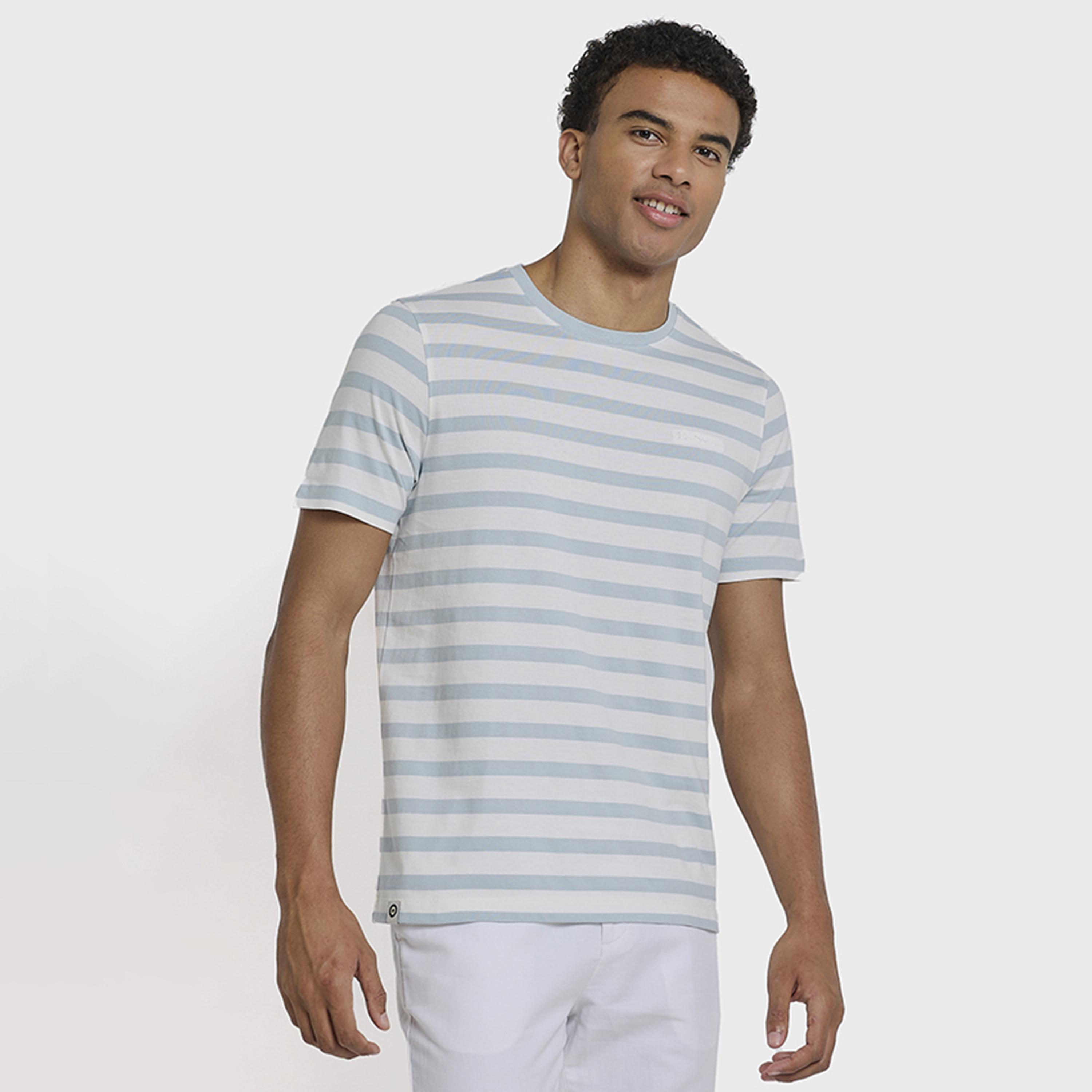 تي شيرت رجالي مخطط بياقة دائرية وأكمام قصيرة من بن شيرمان-men-clothing-tshirtsandpolos-tshirts-image-5