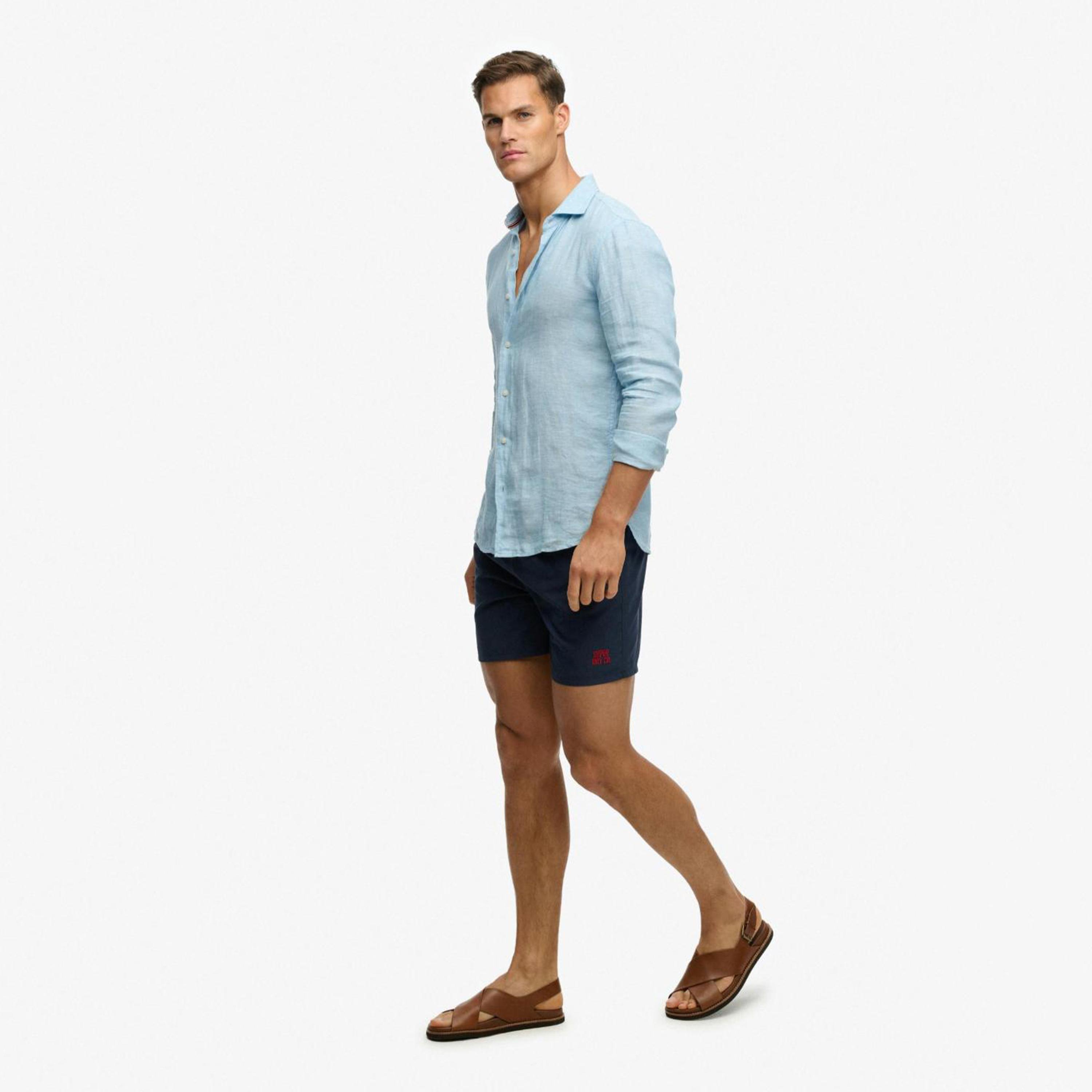 Superdry Plain Mid-Rise Elasticated Drawstring Waist Men's Swim Shorts-men-clothing-bottoms-shorts-image-2