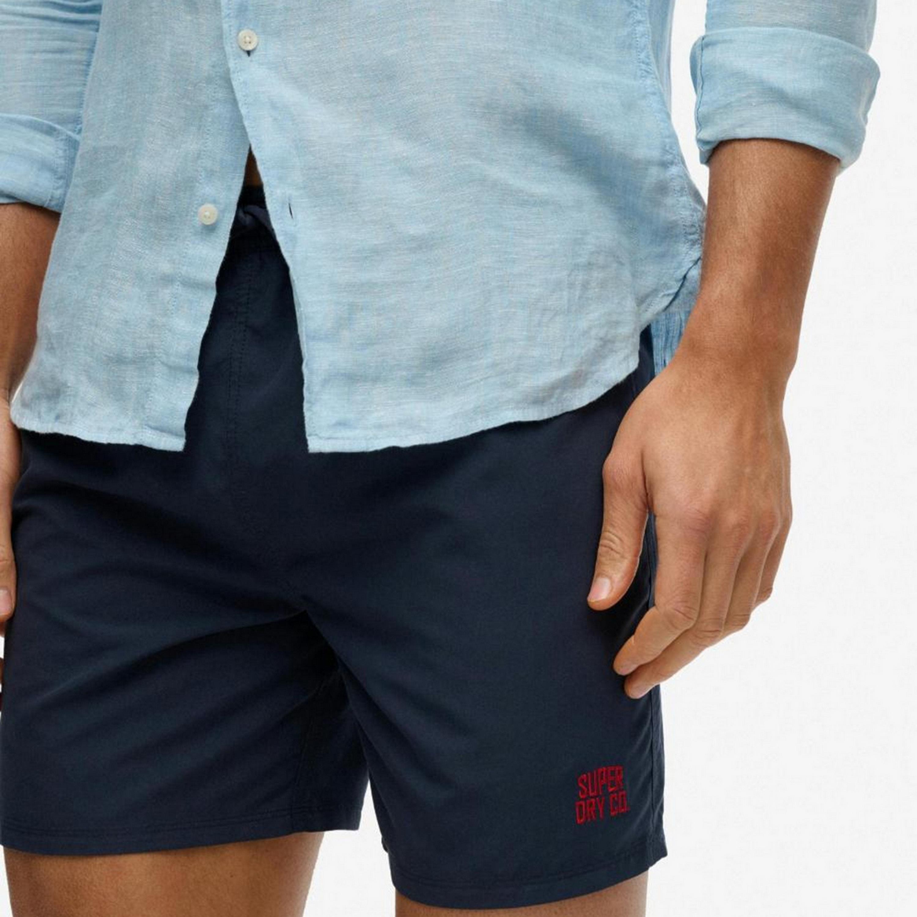 Superdry Plain Mid-Rise Elasticated Drawstring Waist Men's Swim Shorts-men-clothing-bottoms-shorts-image-4