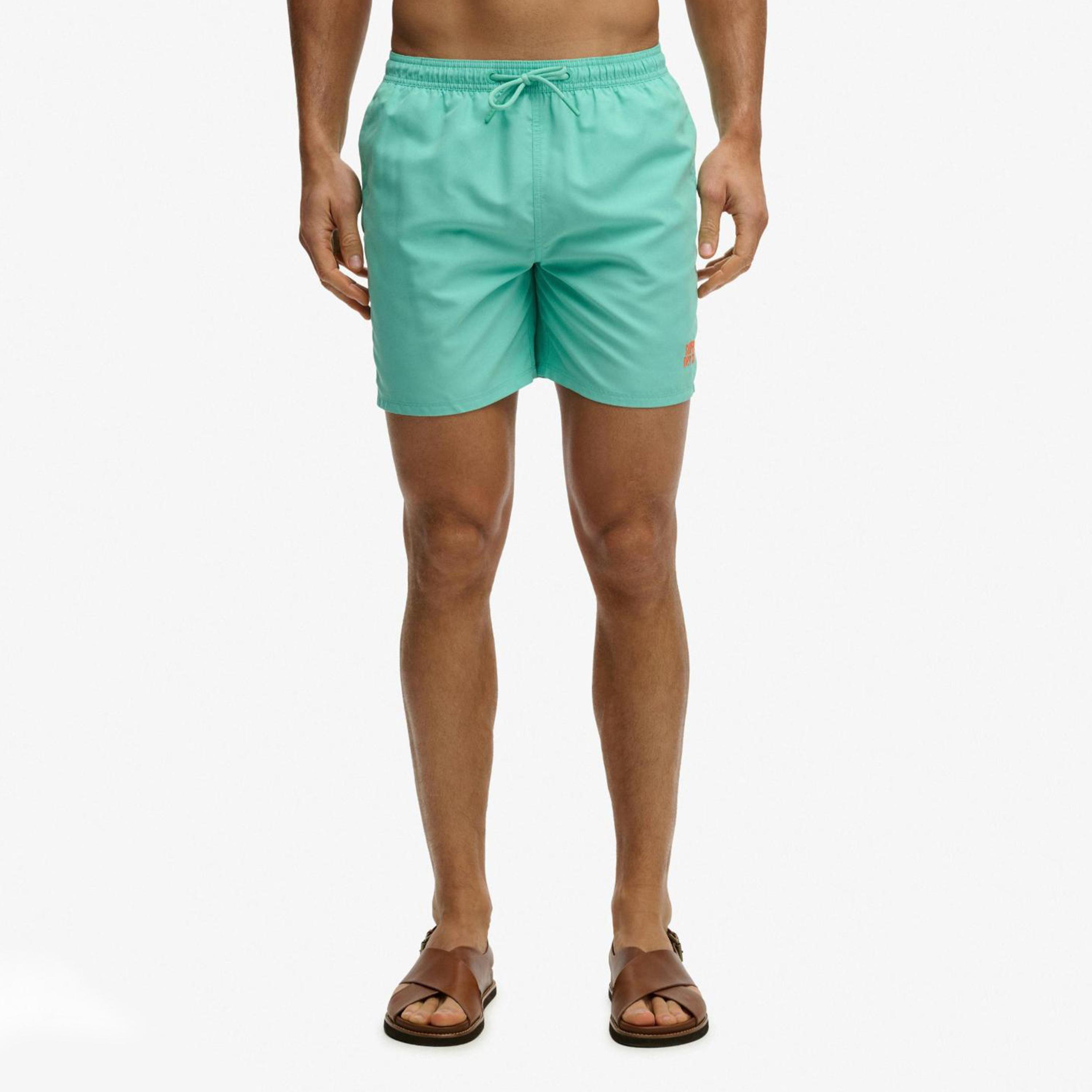 Superdry Plain Mid-Rise Elasticated Drawstring Waist Men's Swim Shorts-men-clothing-bottoms-shorts-image-1