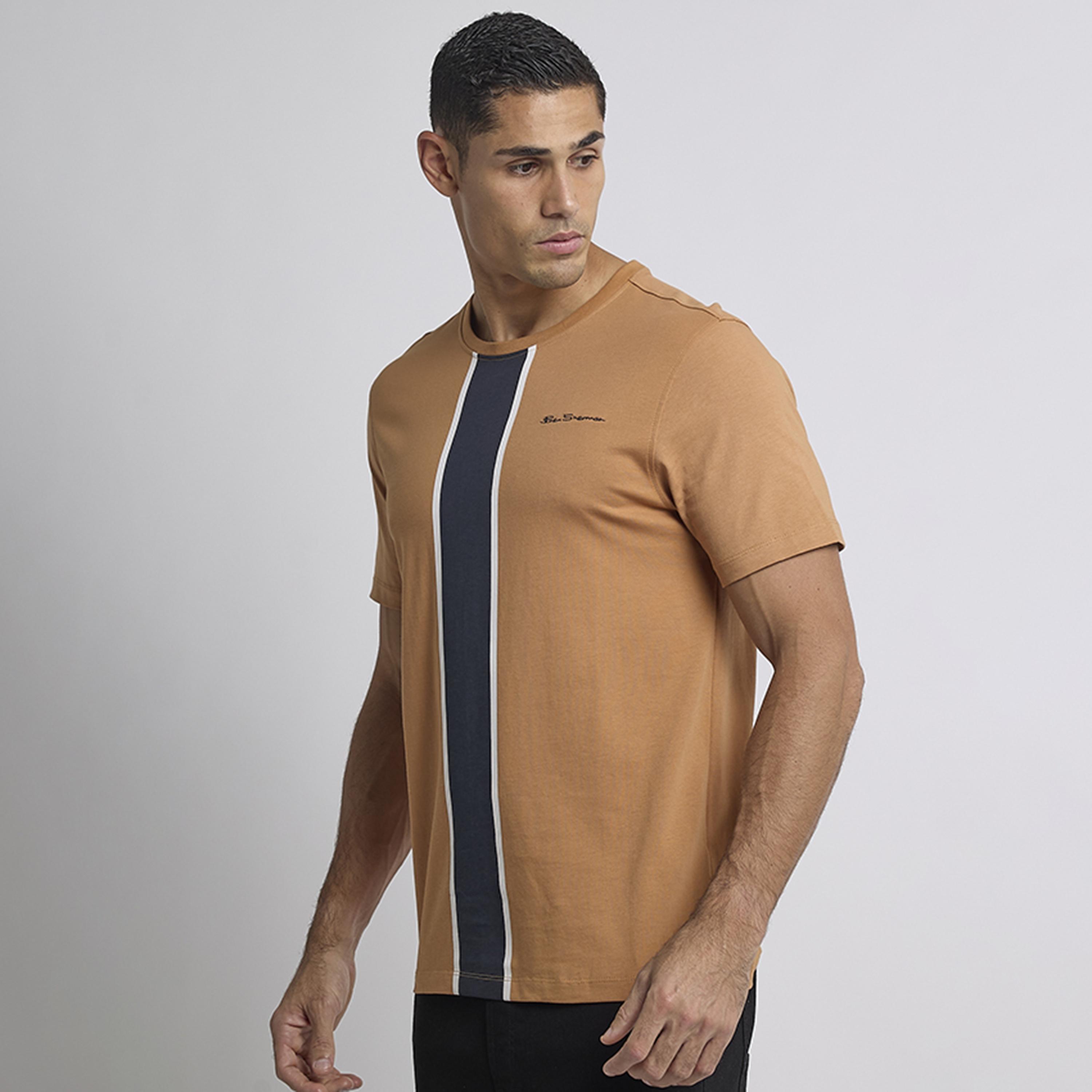 تي شيرت رجالي مخطط بياقة دائرية وأكمام قصيرة من بن شيرمان-men-clothing-tshirtsandpolos-tshirts-image-3