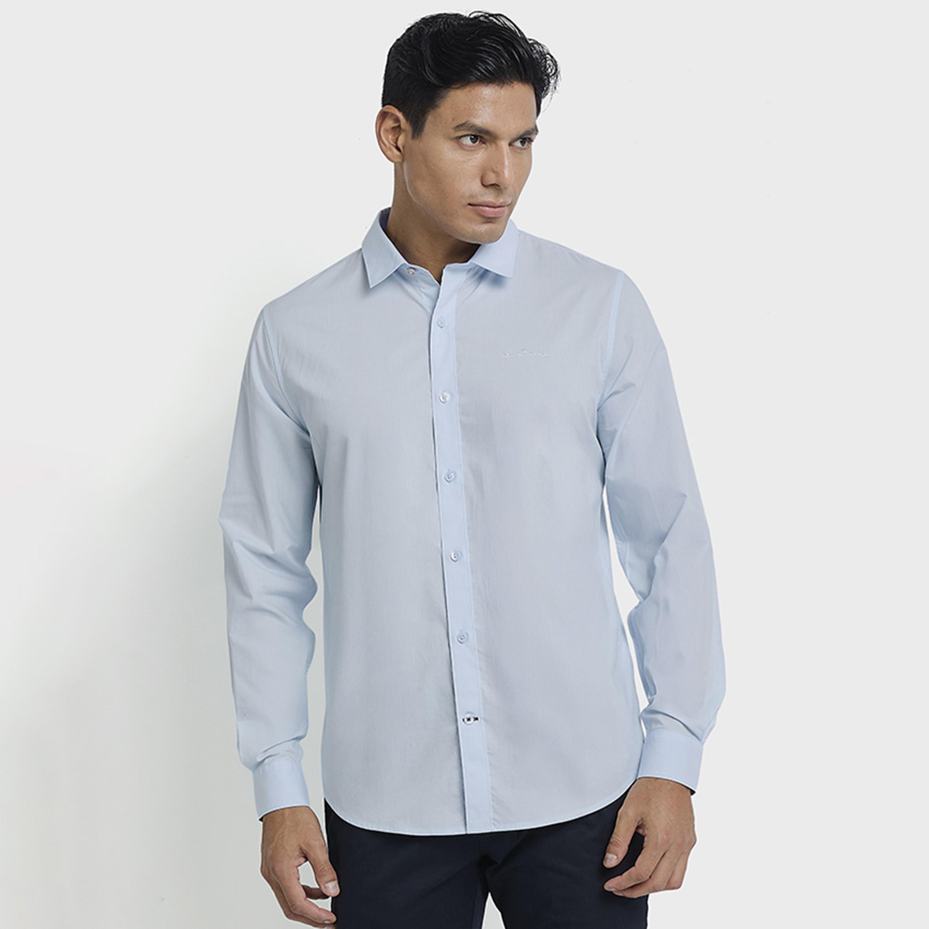 قميص رجالي بقصة عادية سادة بياقة وأكمام طويلة من بن شيرمان-men-clothing-shirts-image-1