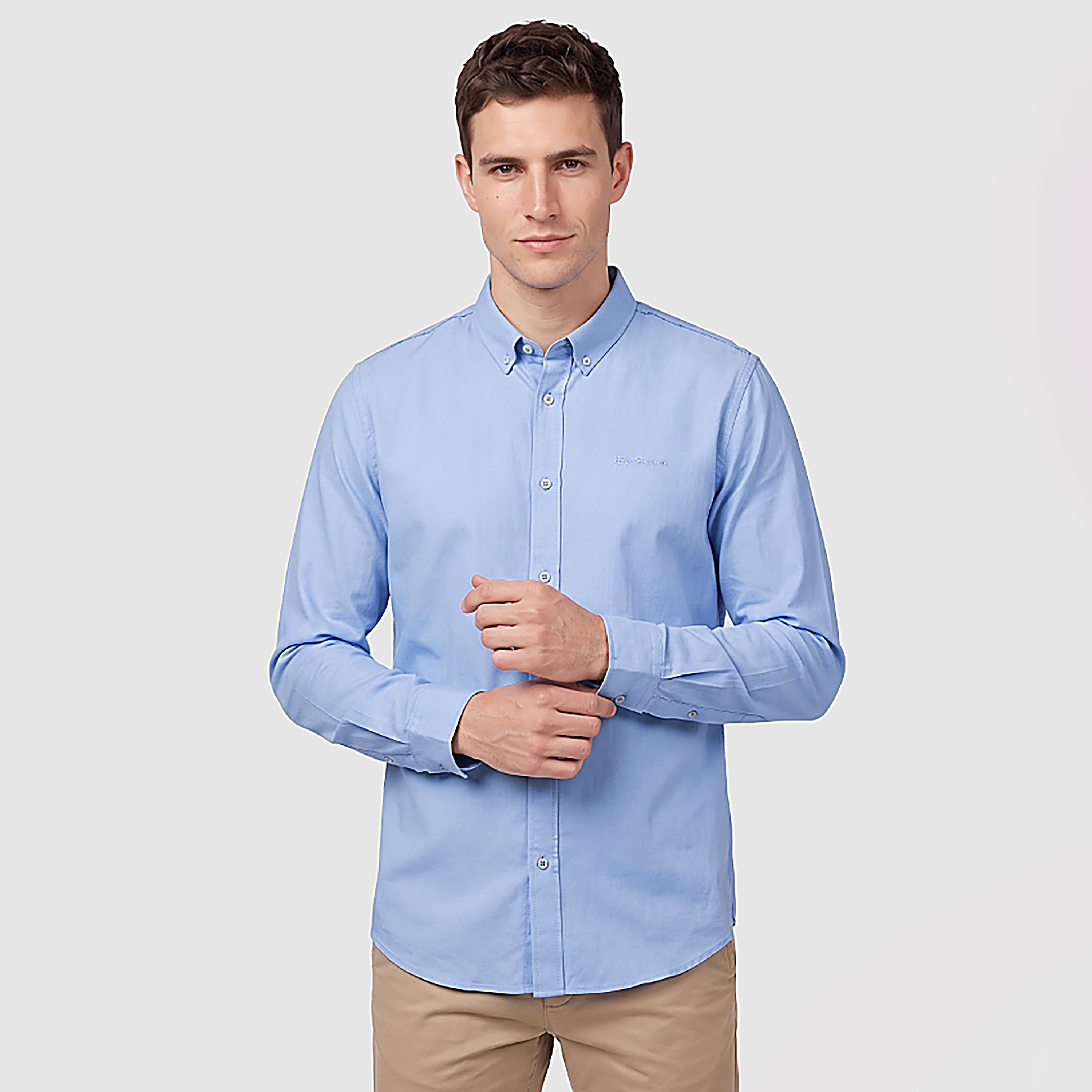 قميص رجالي سادة بقصة ريجيولار فيت وياقة بأزرار وأكمام طويلة من بن شيرمان-men-clothing-shirts-image-1