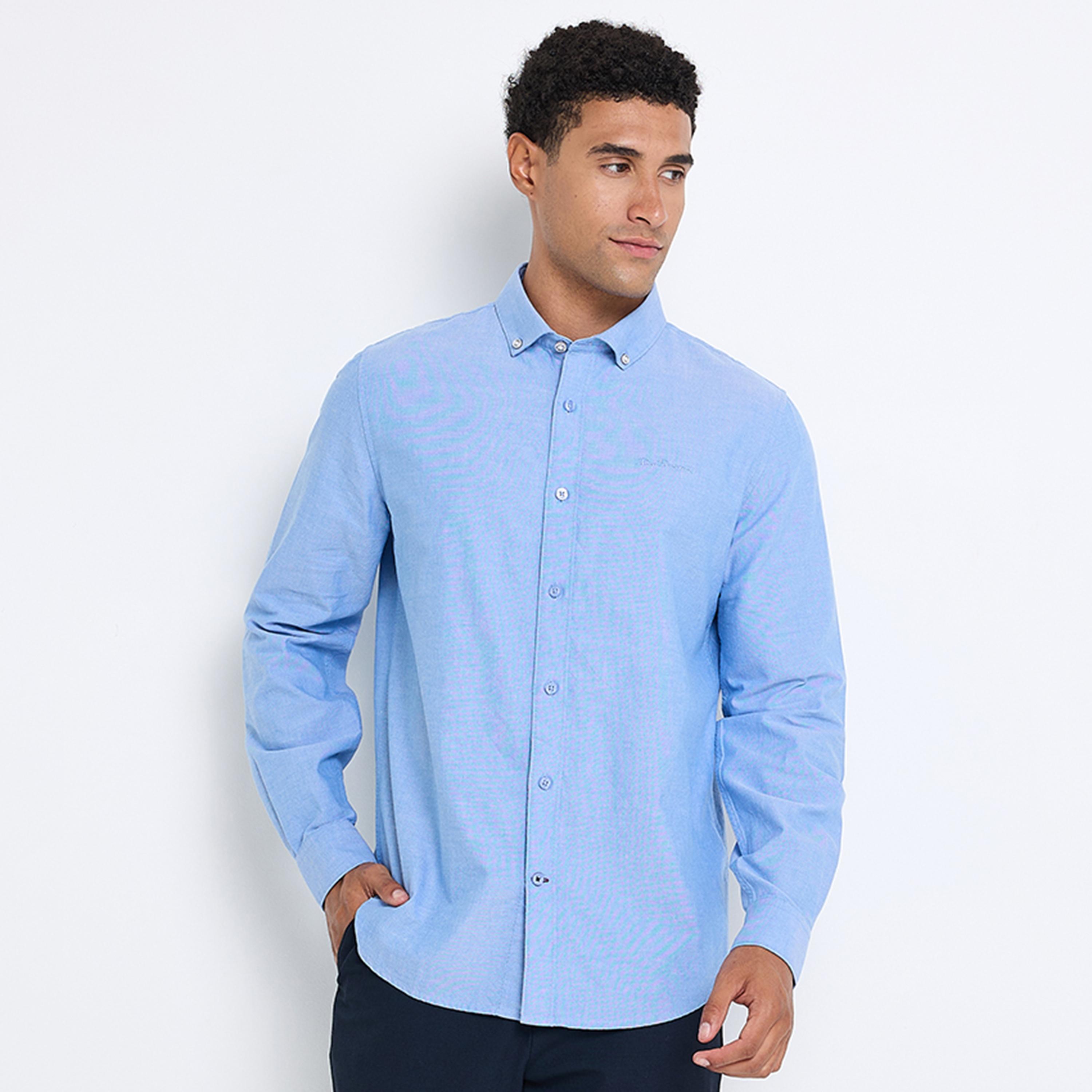 قميص رجالي بقصة عادية بياقة وأزرار وأكمام طويلة من بن شيرمان-men-clothing-shirts-image-9