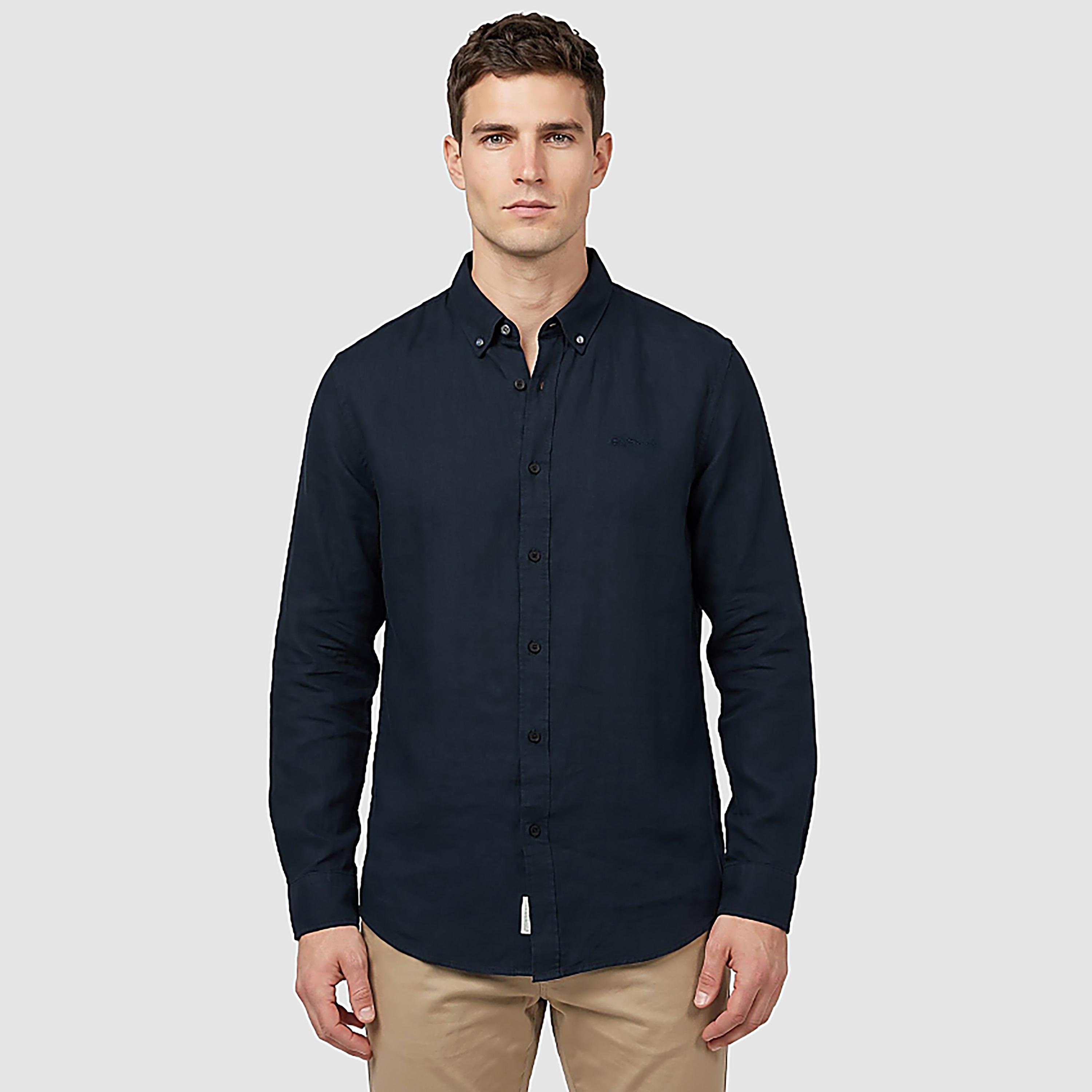 قميص رجالي سادة بقصة ريجيولار فيت وياقة بأزرار وأكمام طويلة من بن شيرمان-men-clothing-shirts-image-1