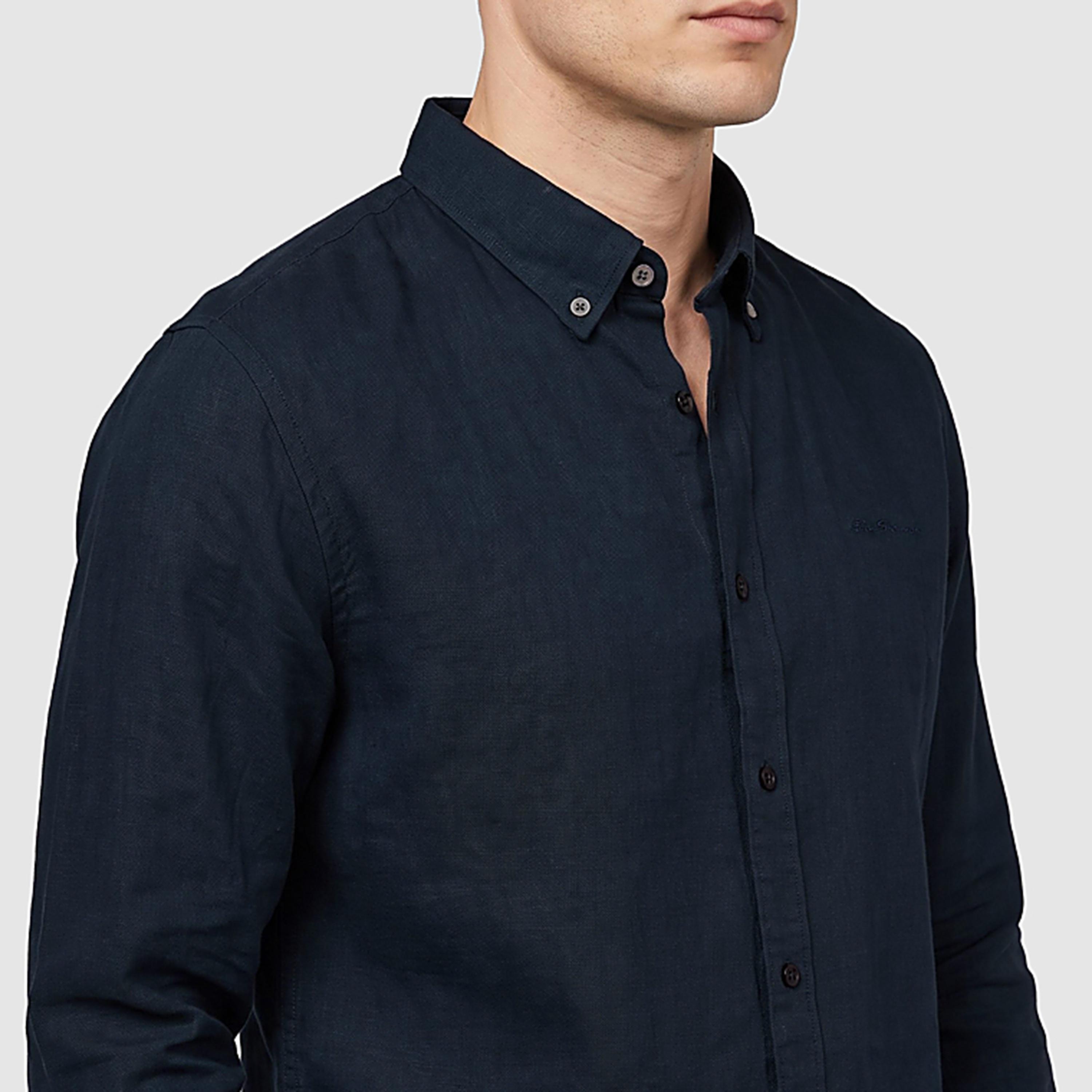 قميص رجالي سادة بقصة ريجيولار فيت وياقة بأزرار وأكمام طويلة من بن شيرمان-men-clothing-shirts-image-2
