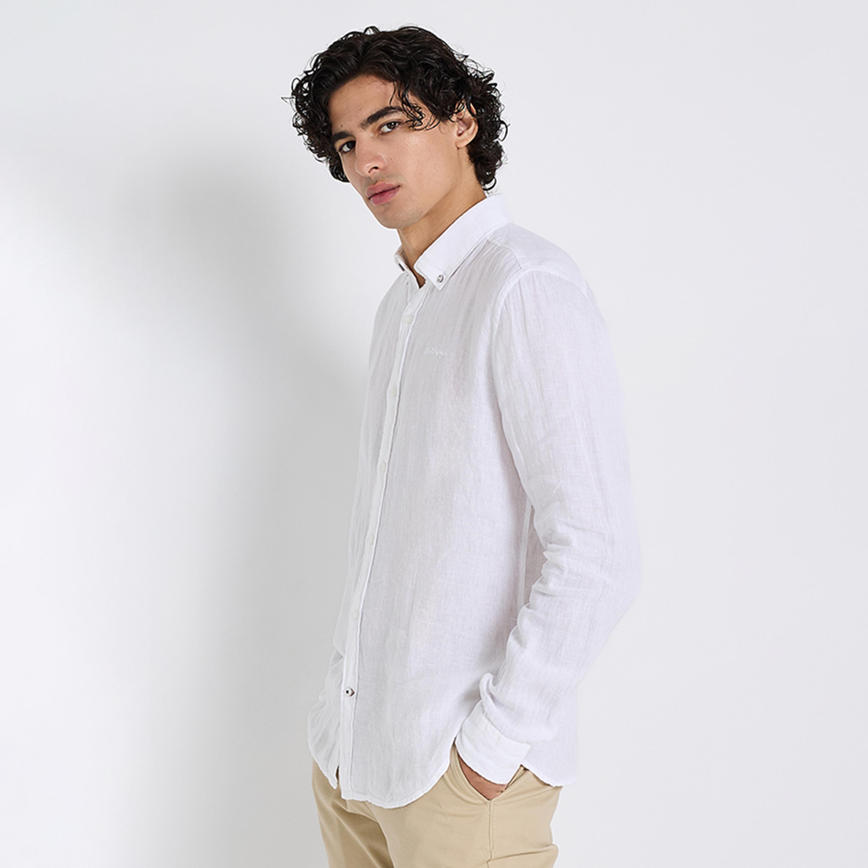 BEN SHERMAN Regular Fit Plain Button-Down Collar Long Sleeves Men's Shirt-men-clothing-shirts-image-3