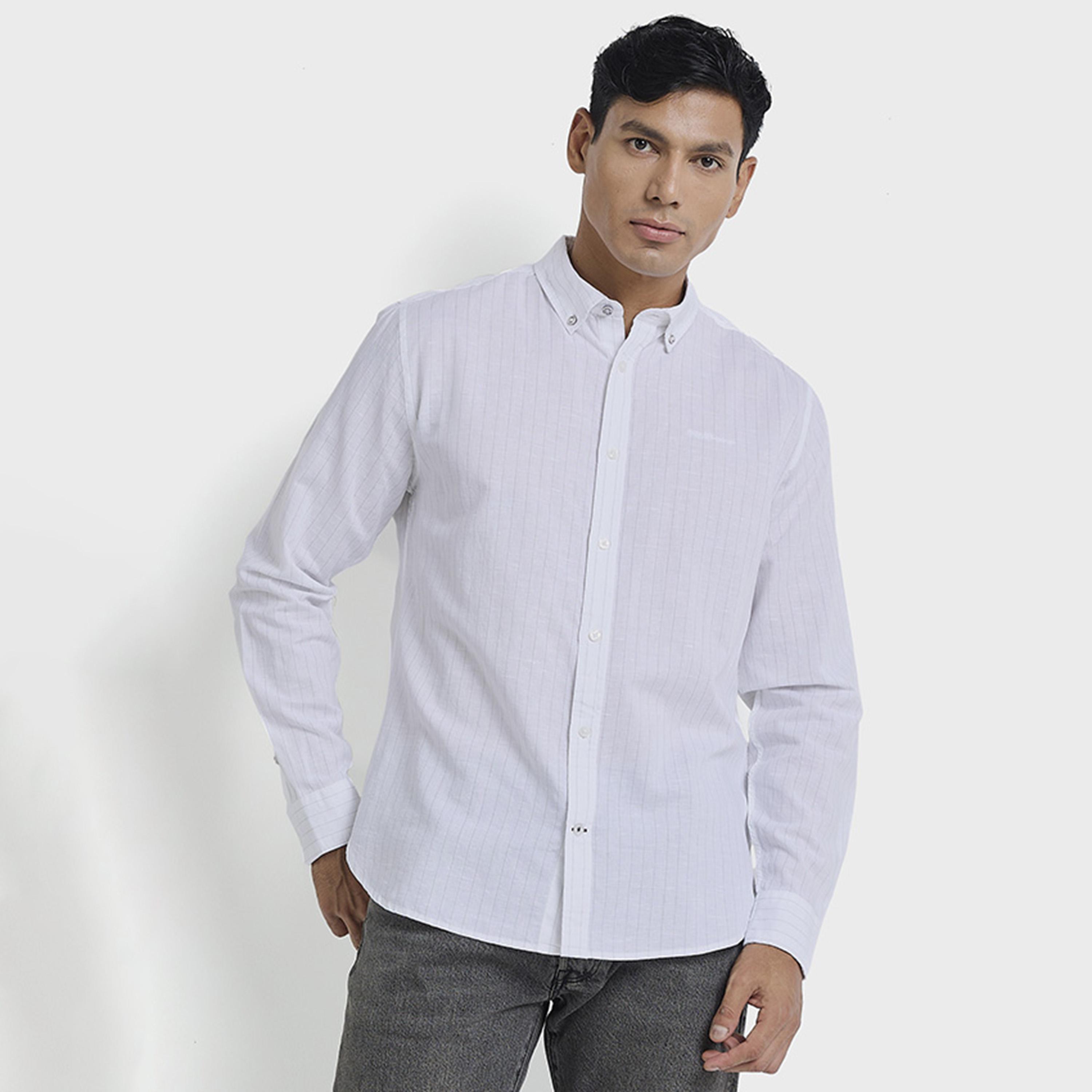 BEN SHERMAN Regular Fit Striped Button-Down Collar Long Sleeves Men's Shirt-men-clothing-shirts-image-1