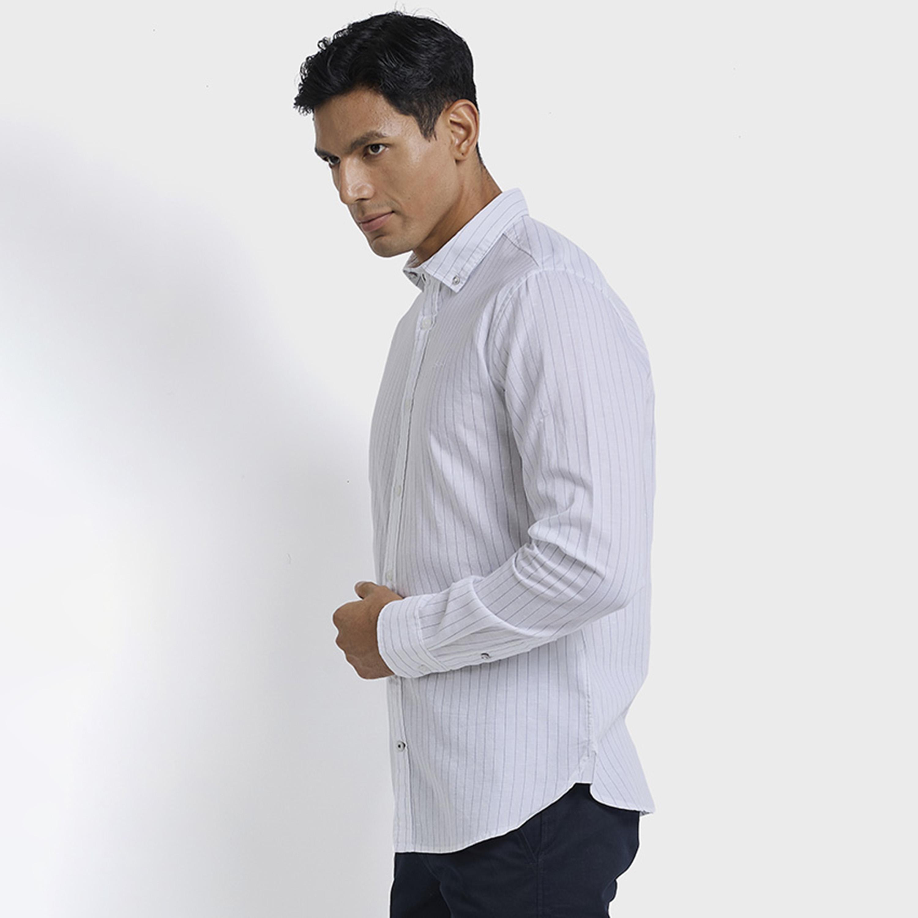 BEN SHERMAN Regular Fit Striped Button-Down Collar Long Sleeves Men's Shirt-men-clothing-shirts-image-7