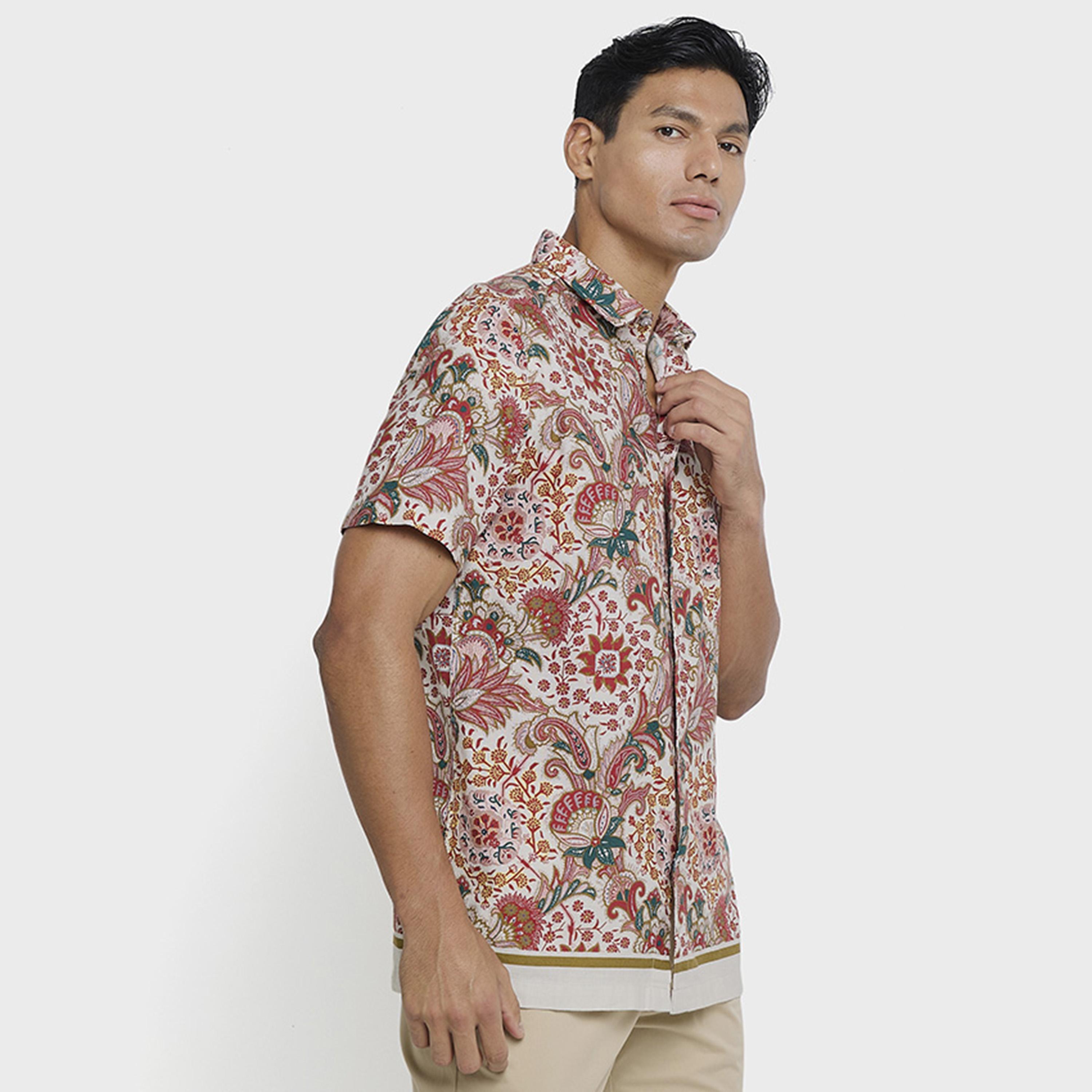 BEN SHERMAN Regular Fit Floral Print Collared Short Sleeves Men's Shirt-men-clothing-shirts-image-2