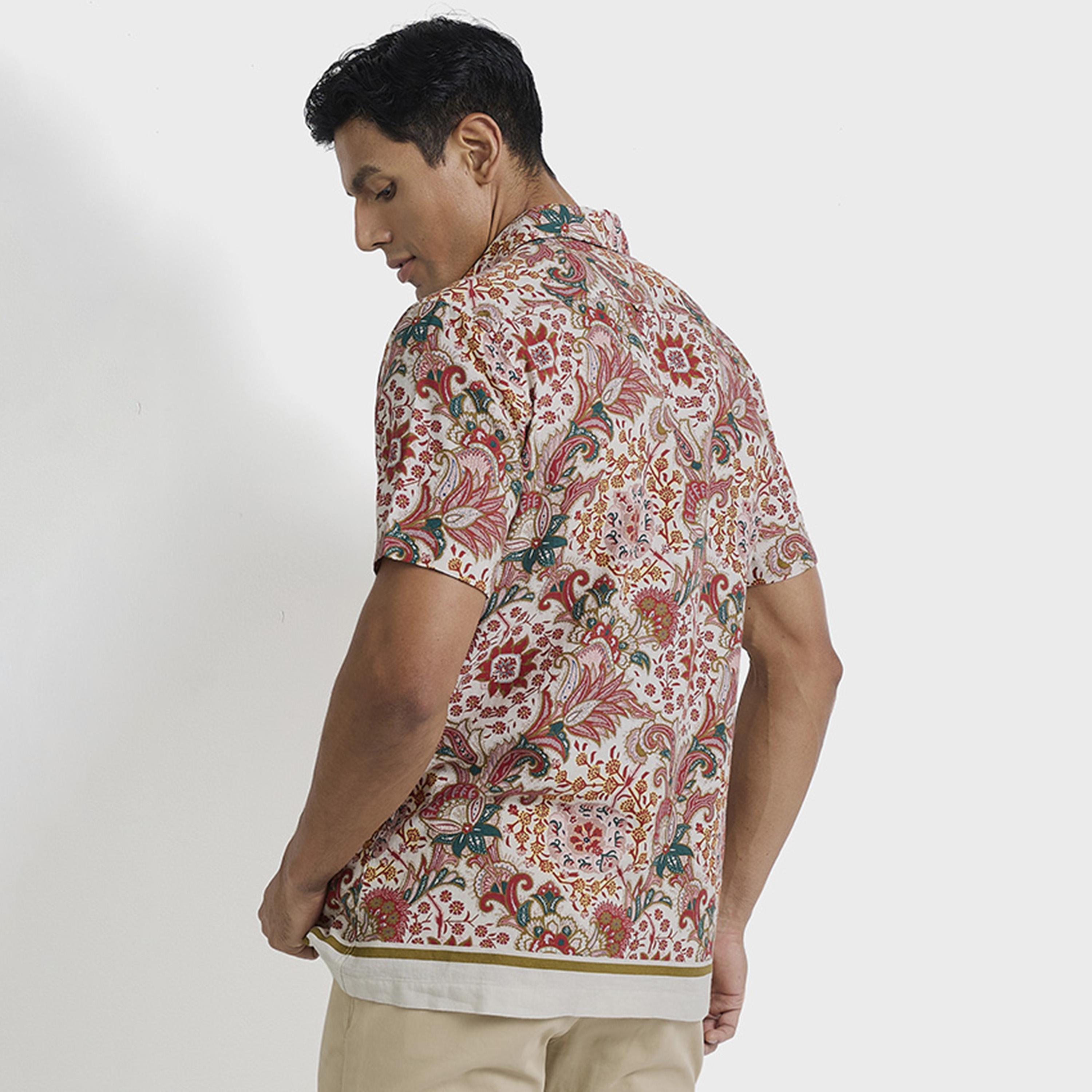 BEN SHERMAN Regular Fit Floral Print Collared Short Sleeves Men's Shirt-men-clothing-shirts-image-4