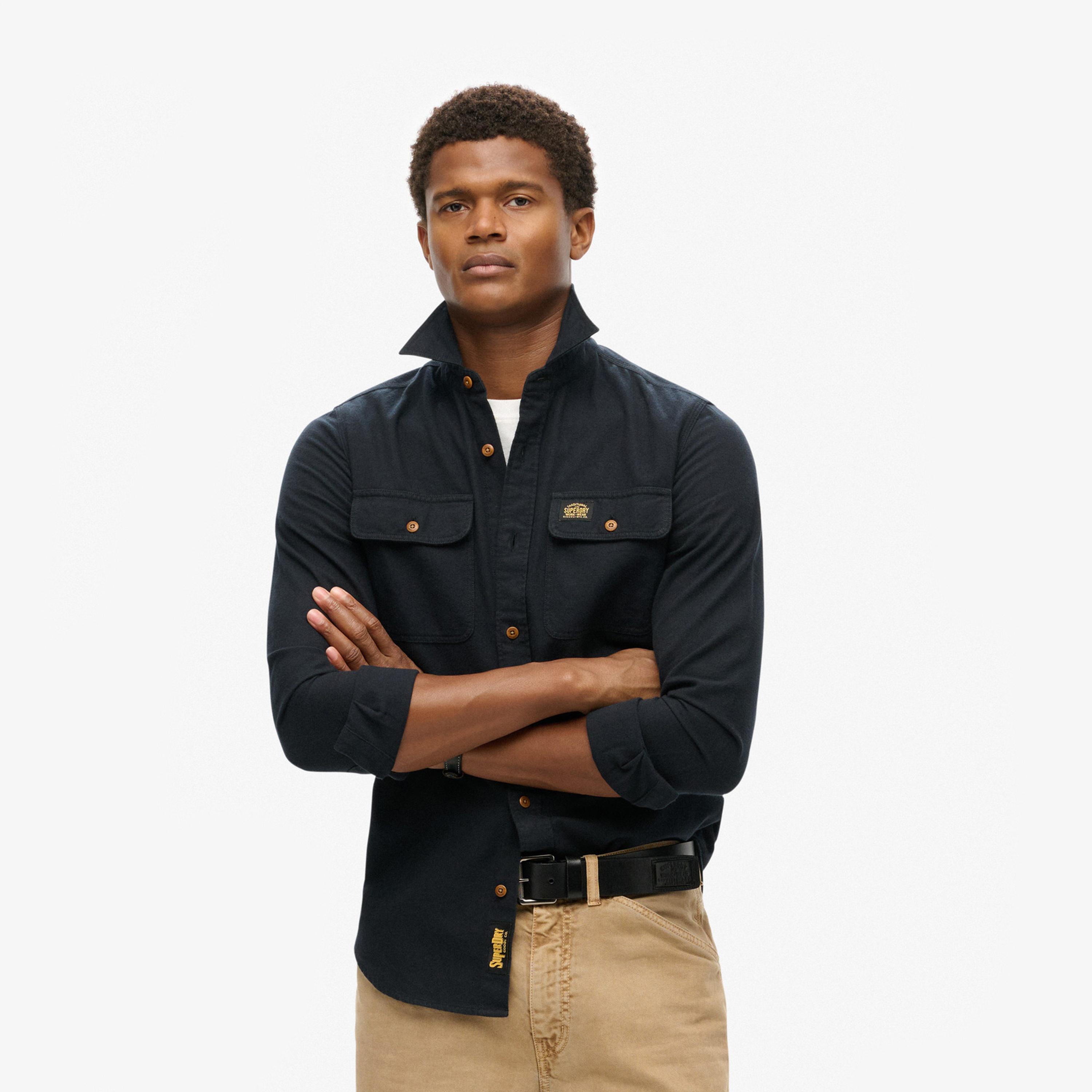 Superdry Plain Collared Long Sleeves Men's Shirt-men-clothing-shirts-image-1