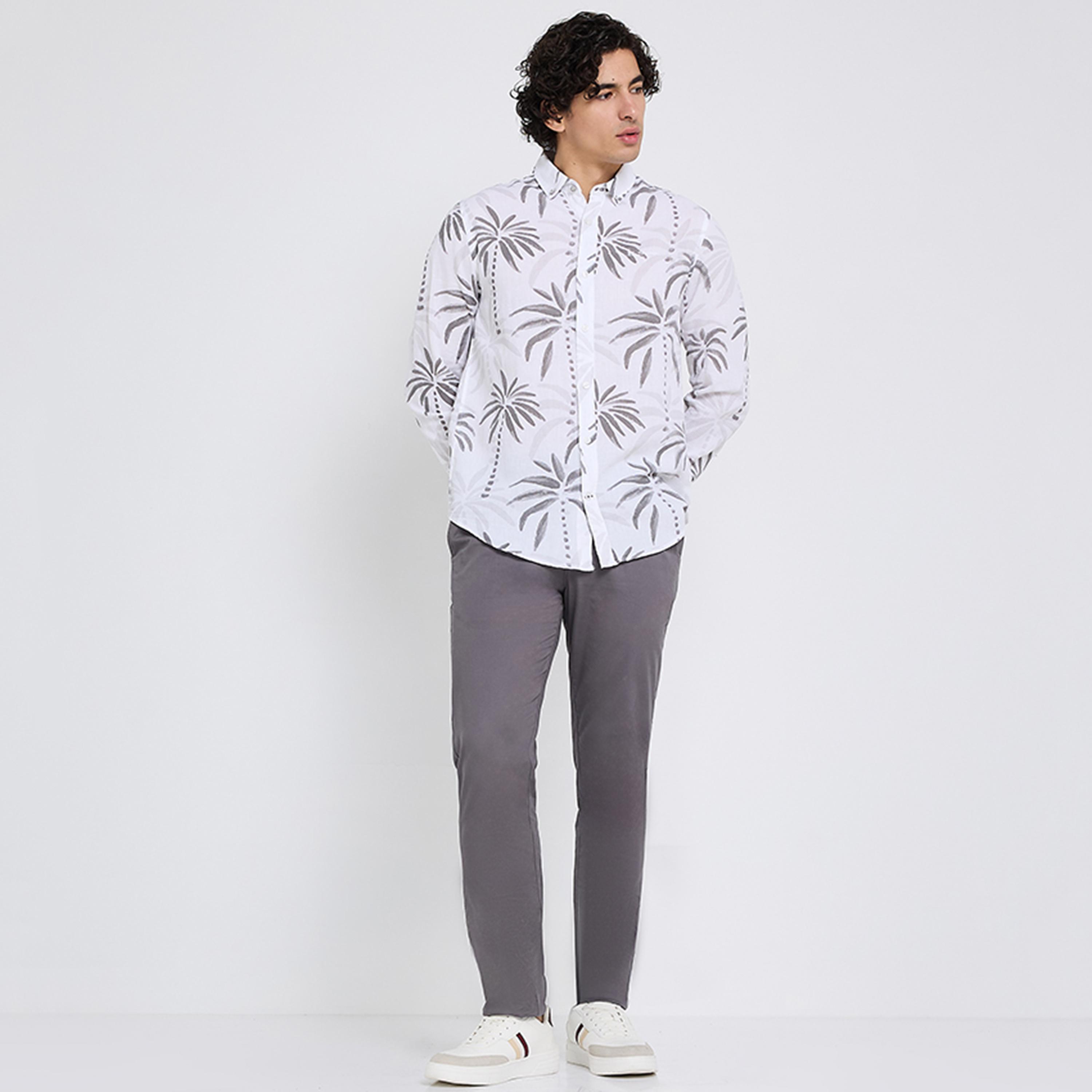 Ben Sherman Regular Fit Tropical Print Collared Long Sleeves Men's Shirt-men-clothing-shirts-image-2