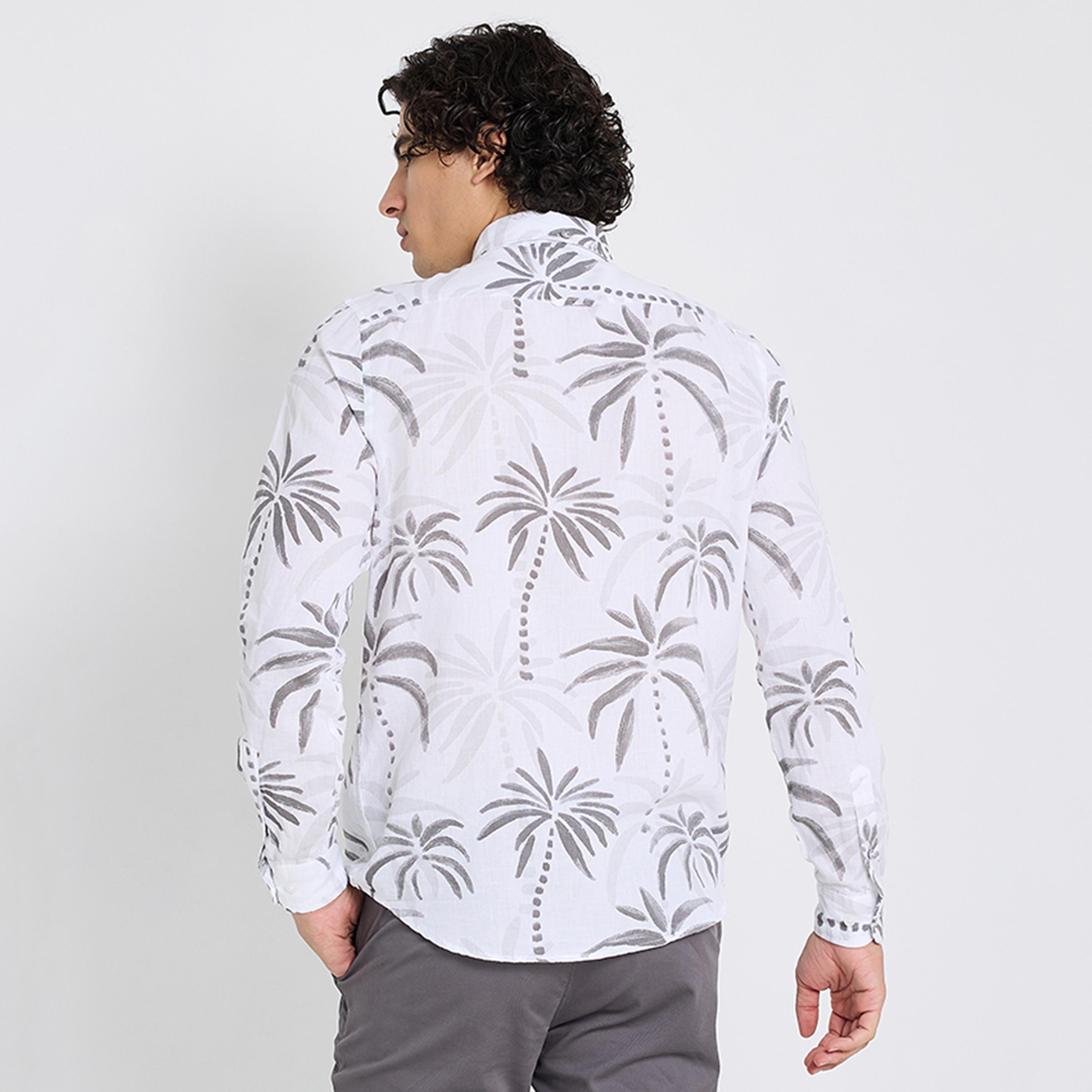 Ben Sherman Regular Fit Tropical Print Collared Long Sleeves Men's Shirt-men-clothing-shirts-image-4