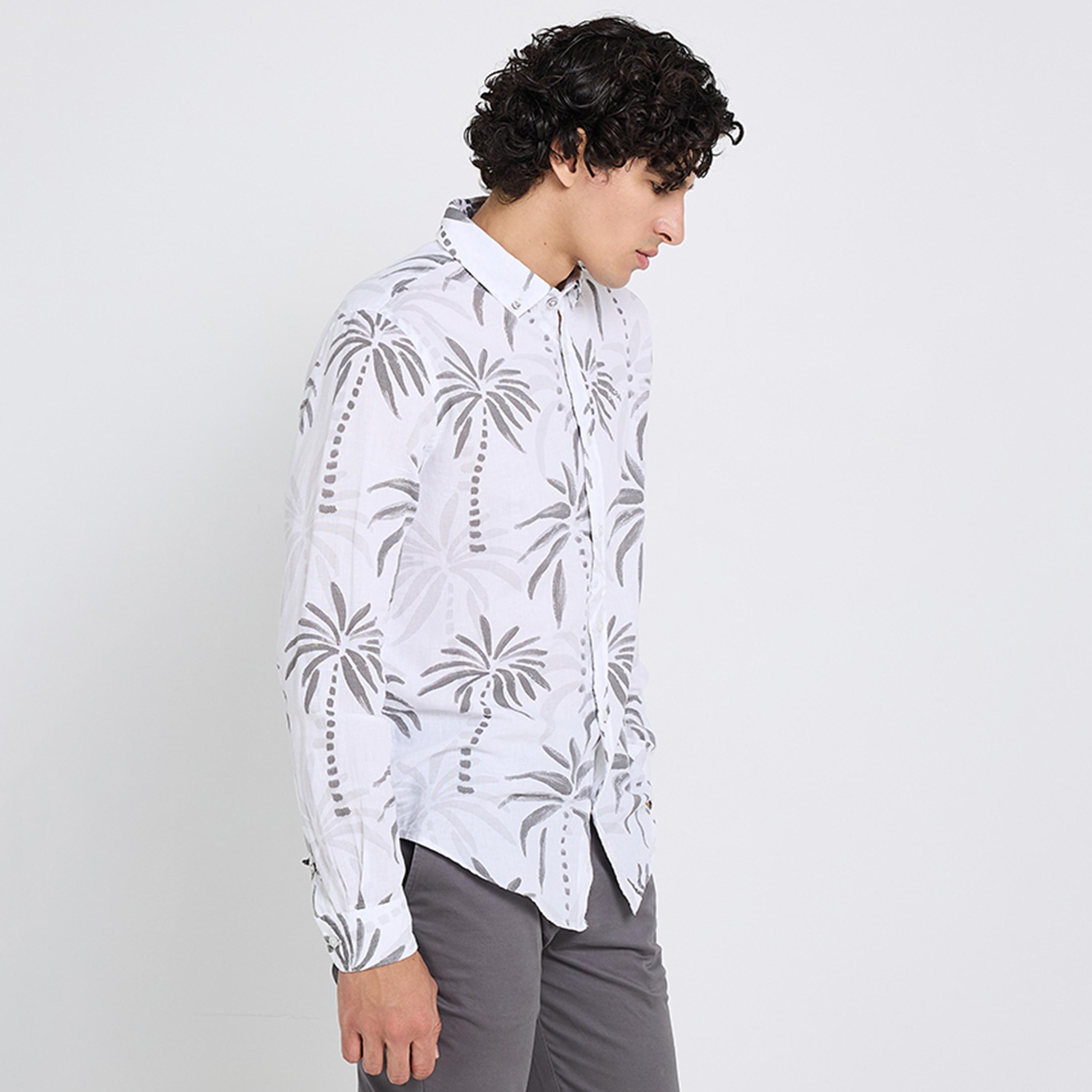 Ben Sherman Regular Fit Tropical Print Collared Long Sleeves Men's Shirt-men-clothing-shirts-image-5