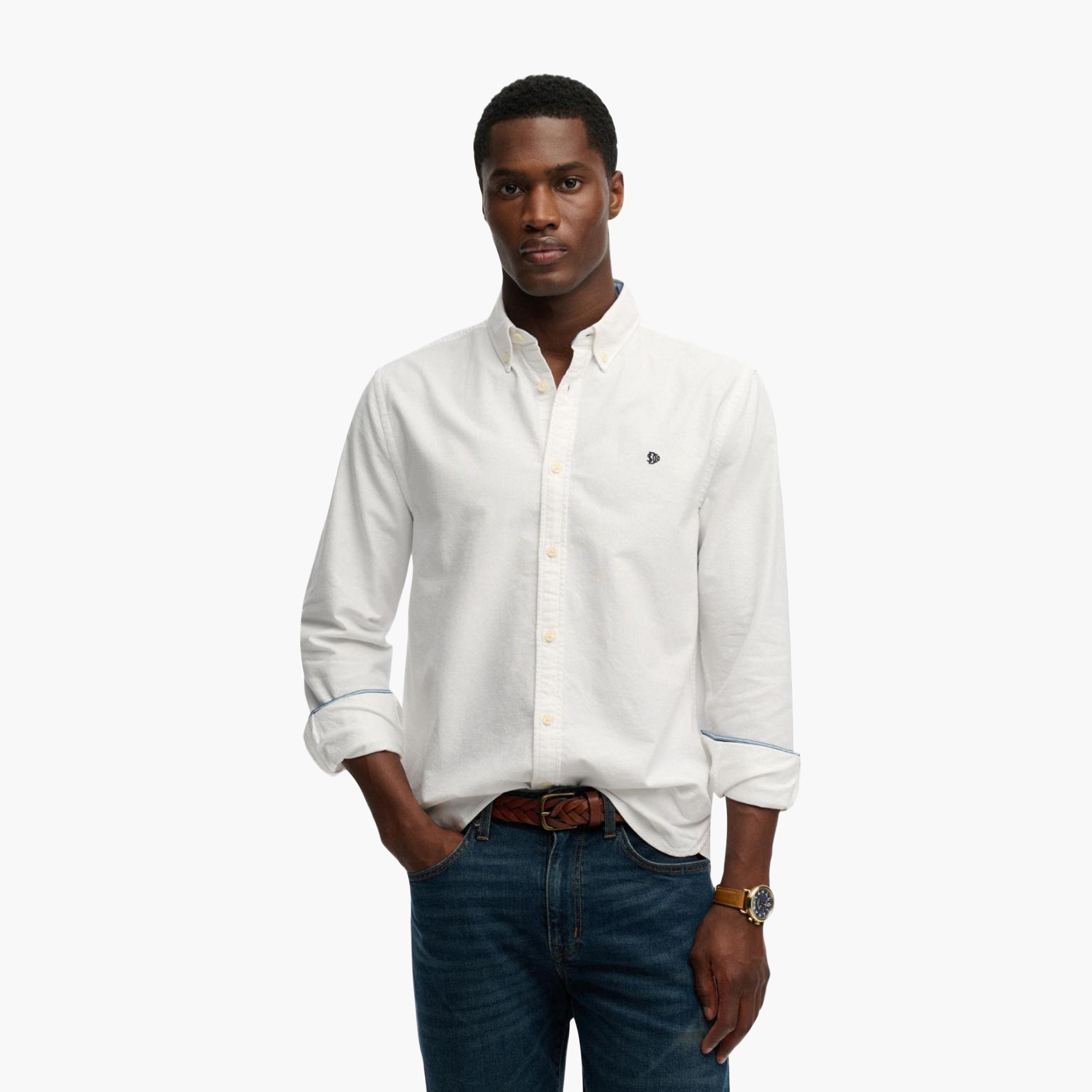 Superdry Plain Button Down Collar Long Sleeves Men's Shirt-men-clothing-shirts-image-1