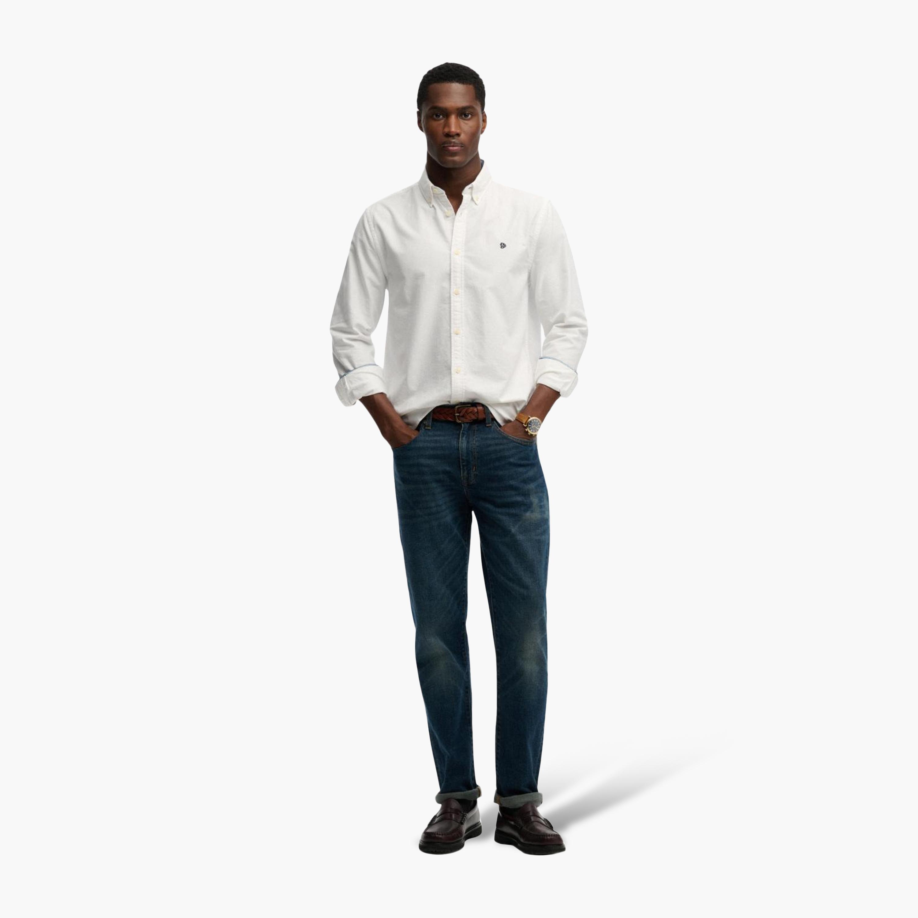 Superdry Plain Button Down Collar Long Sleeves Men's Shirt-men-clothing-shirts-image-2