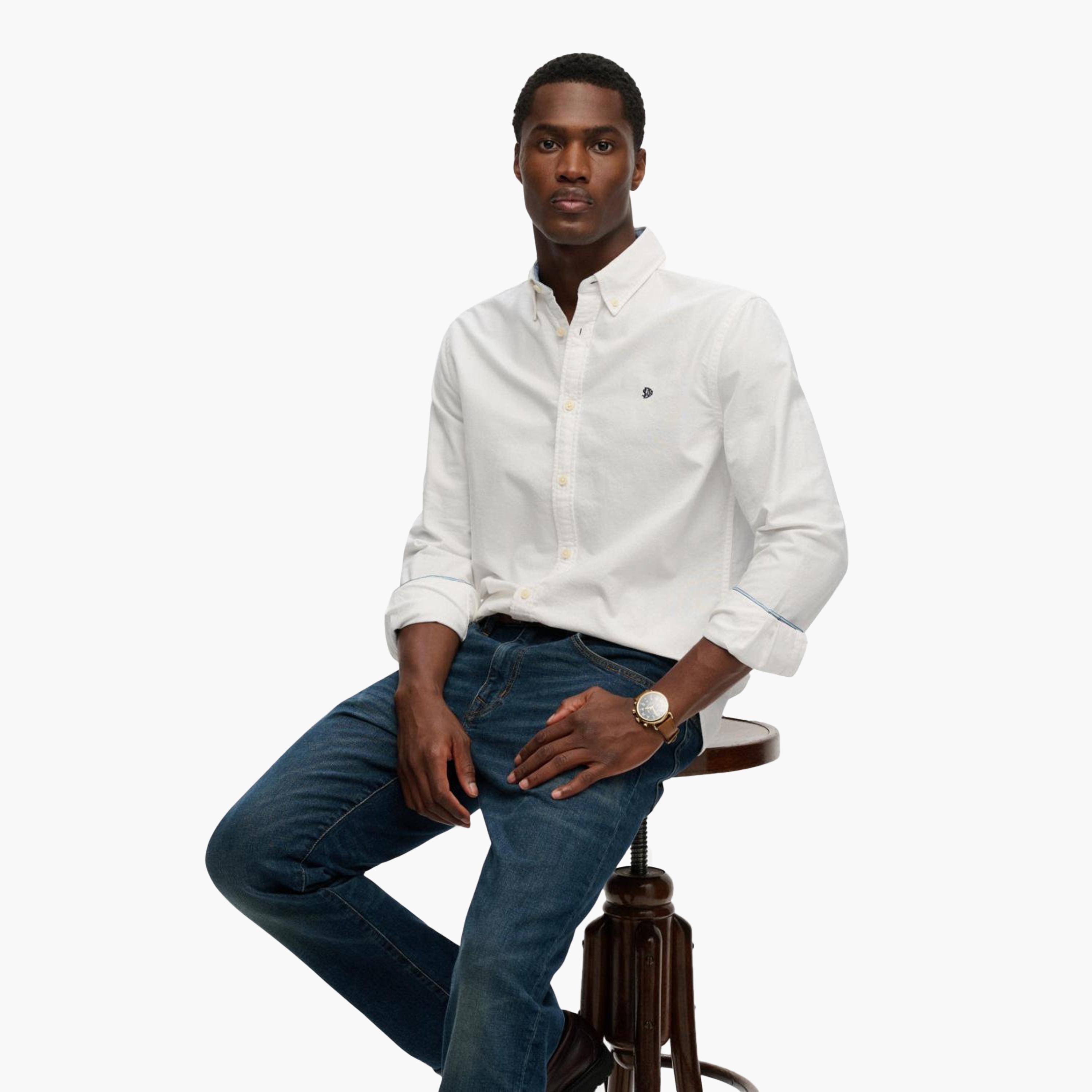 Superdry Plain Button Down Collar Long Sleeves Men's Shirt-men-clothing-shirts-image-5
