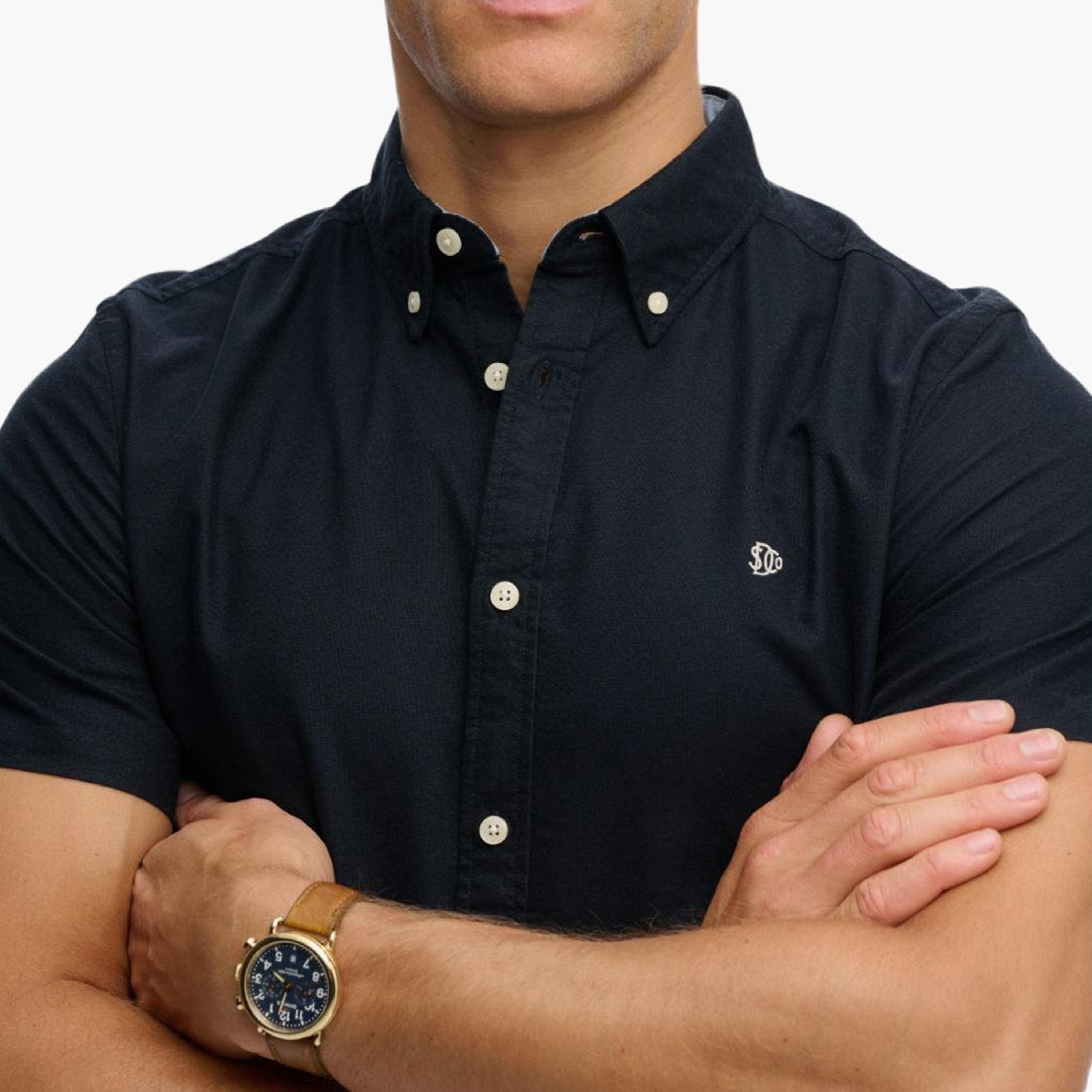 قميص رجالي سادة بأكمام قصيرة وياقة بأزرار من سوبر دراي-men-clothing-shirts-image-4