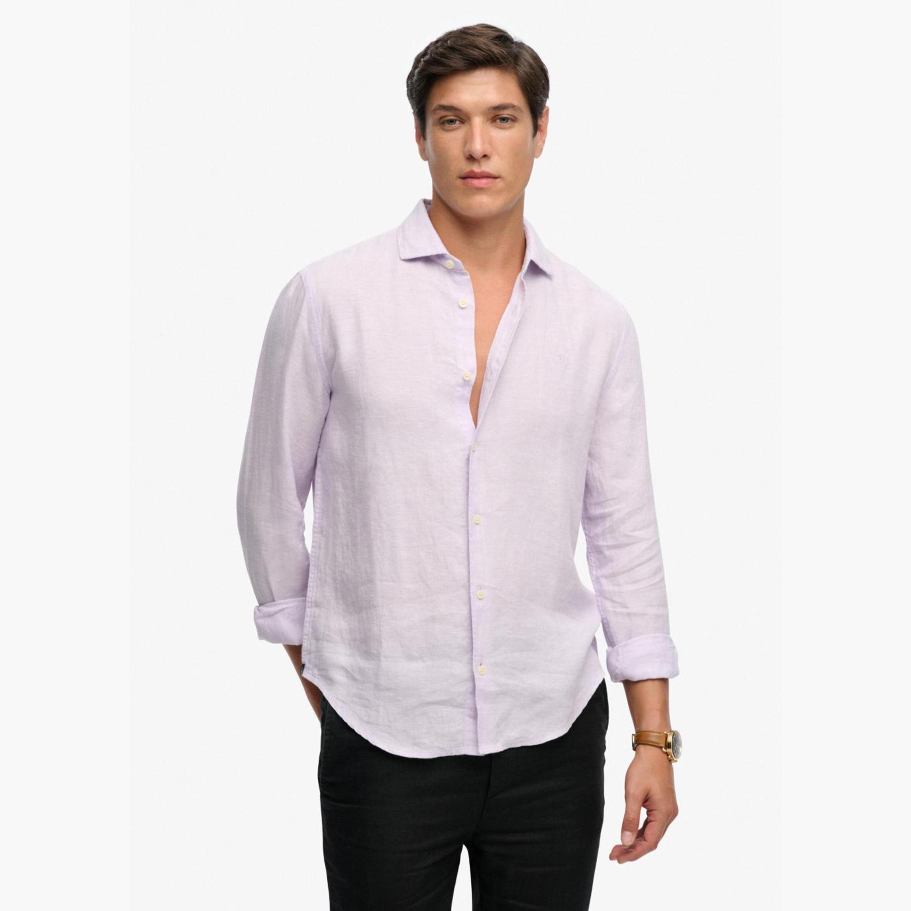 Superdry Plain Spread Collar Long Sleeves Men's Shirt-men-clothing-shirts-image-1