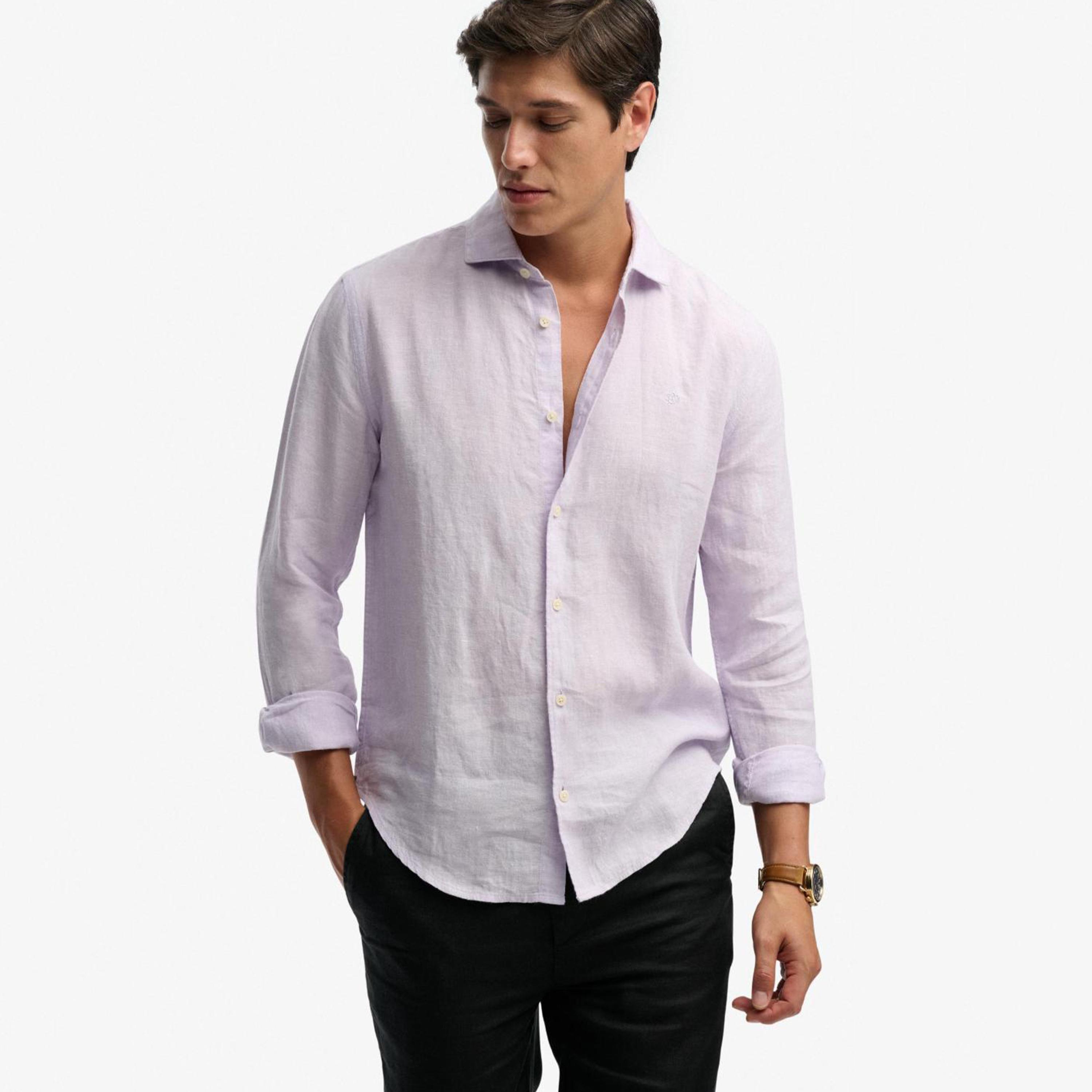 Superdry Plain Spread Collar Long Sleeves Men's Shirt-men-clothing-shirts-image-4