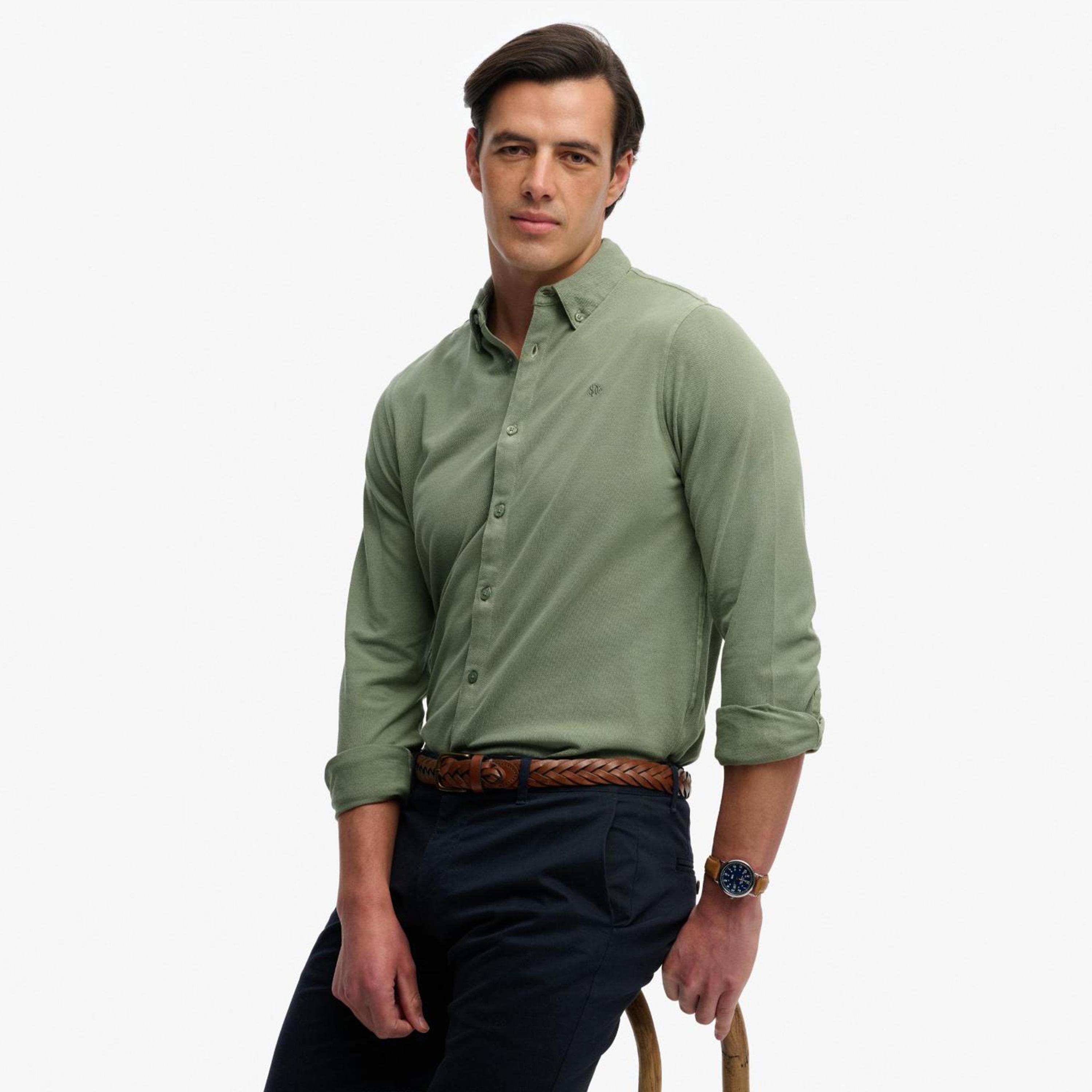Superdry Plain Button-Down Collar Long Sleeves Men's Shirt-men-clothing-shirts-image-3