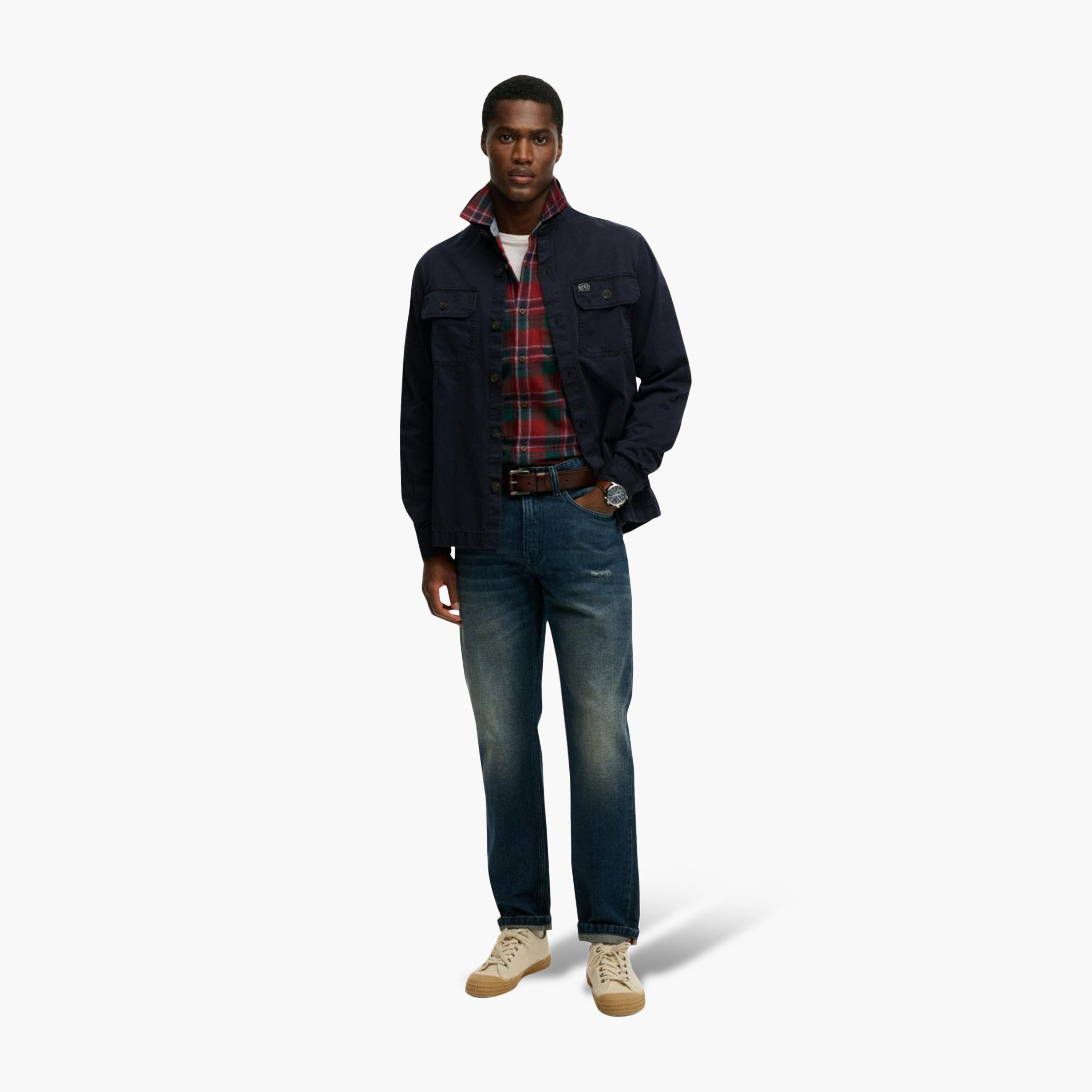 Superdry Plain Collared Long Sleeves Men's Overshirt-men-clothing-shirts-image-2