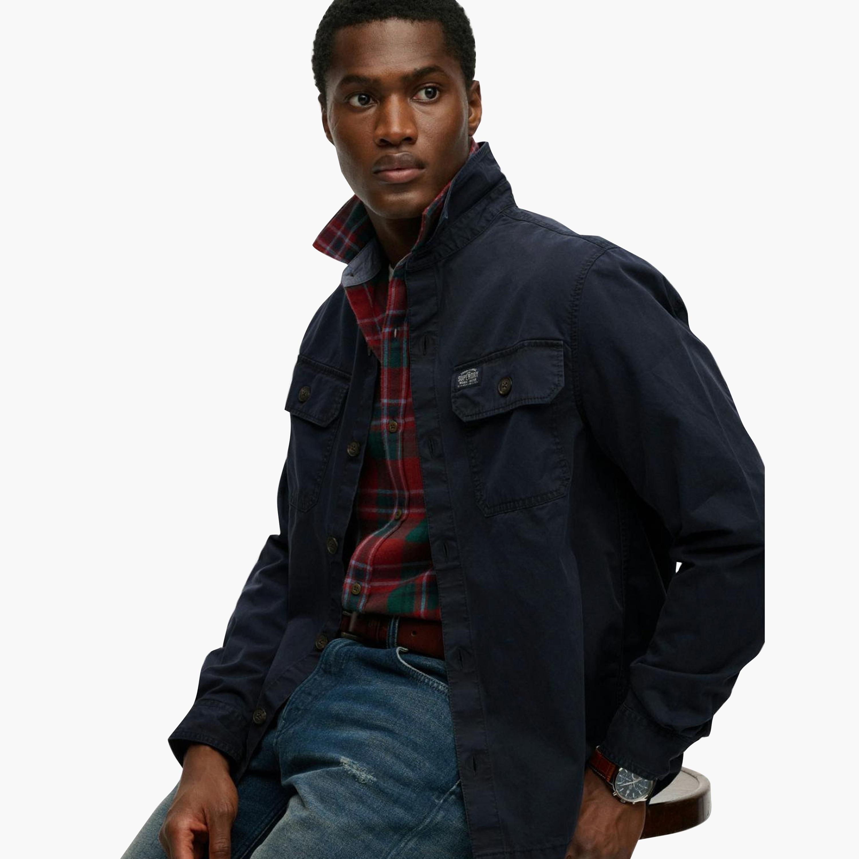 Superdry Plain Collared Long Sleeves Men's Overshirt-men-clothing-shirts-image-5
