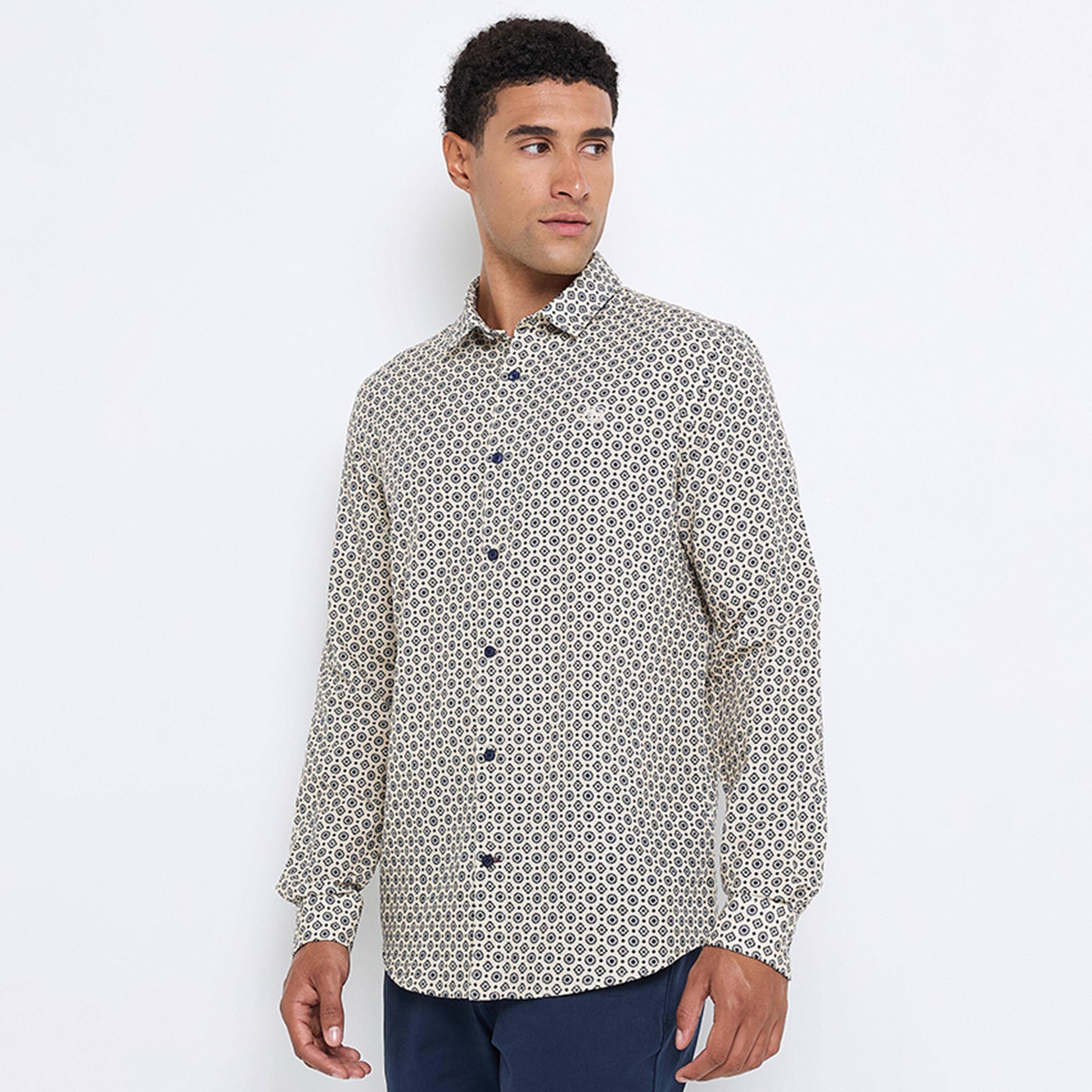 قميص رجالي بقصة عادية بياقة وأكمام طويلة بطبعة هندسية من بن شيرمان-men-clothing-shirts-image-1